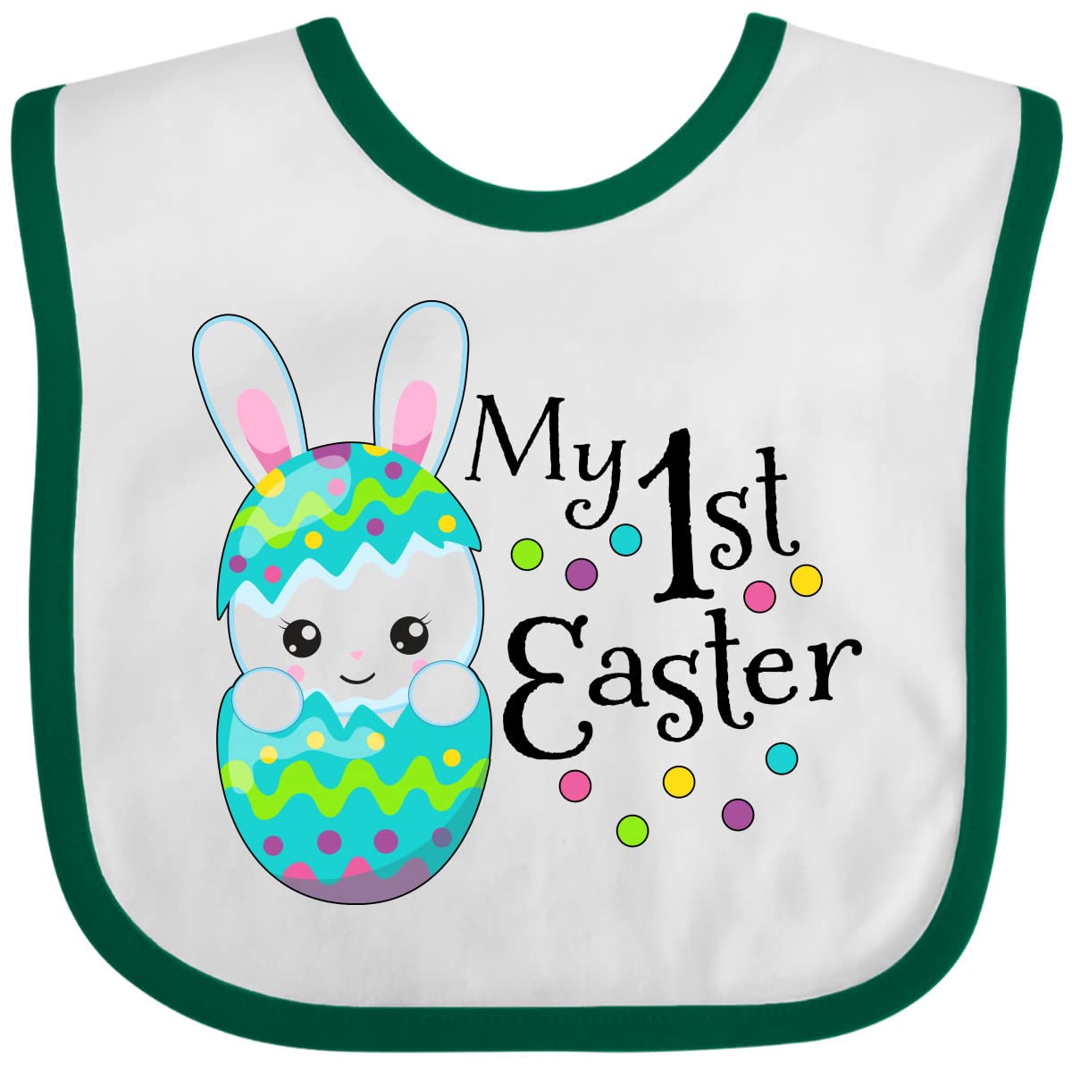 Inktastic My First Easter - Bunny in an Egg Baby Bib - Soft Cotton Drool Bib for Infants - Perfect for Easter Photos, Baby Showers & Holiday Gifting