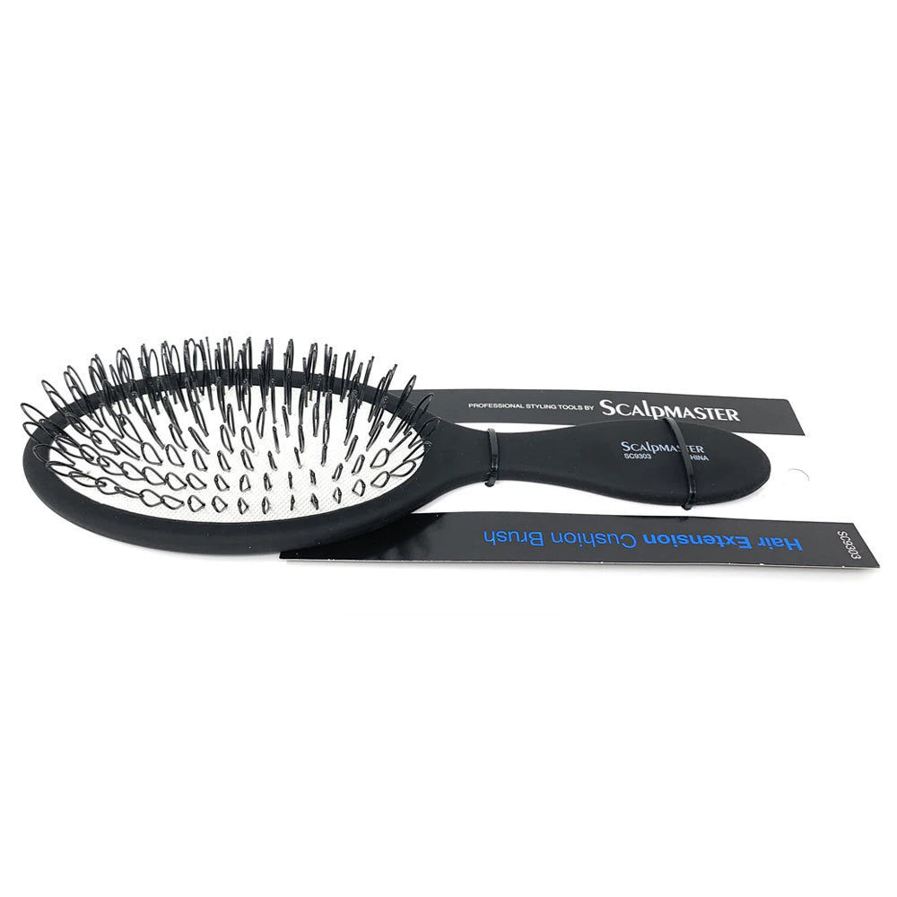 Scalpmaster Hair Extension Oval Cushion Brush - 11 Row Detangling Brush for Extensions & Weaves - Professional Styling Tool for Smooth, Tangle-Free Hair - Perfect for Salons & Home Use (Black, SC9303)