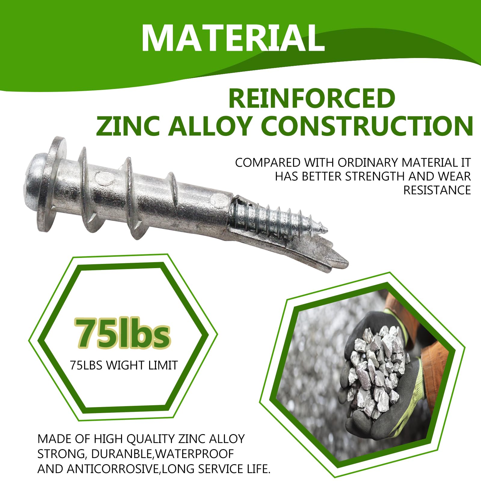 100PCS Self-Drilling Drywall Anchors and Screws Kit - 50 Zinc Alloy & 50 Nylon Plastic Wall Anchors with #8 x 1-1/4