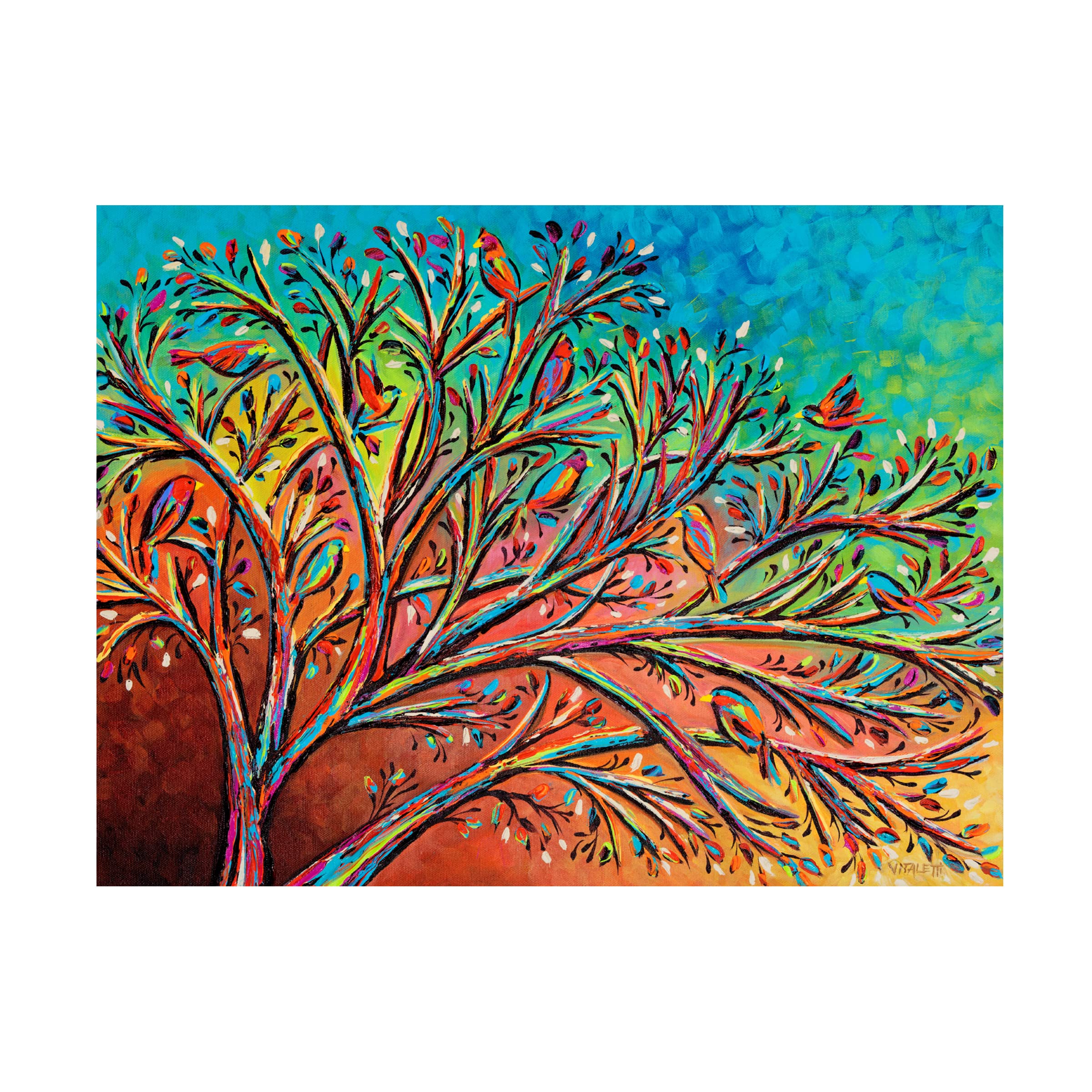 Trademark Fine Art 'Sunrise Treetop Birds II' Canvas Wall Art by Carolee Vitaletti - Nature Inspired Painting for Living Room, Bedroom & Office Decor
