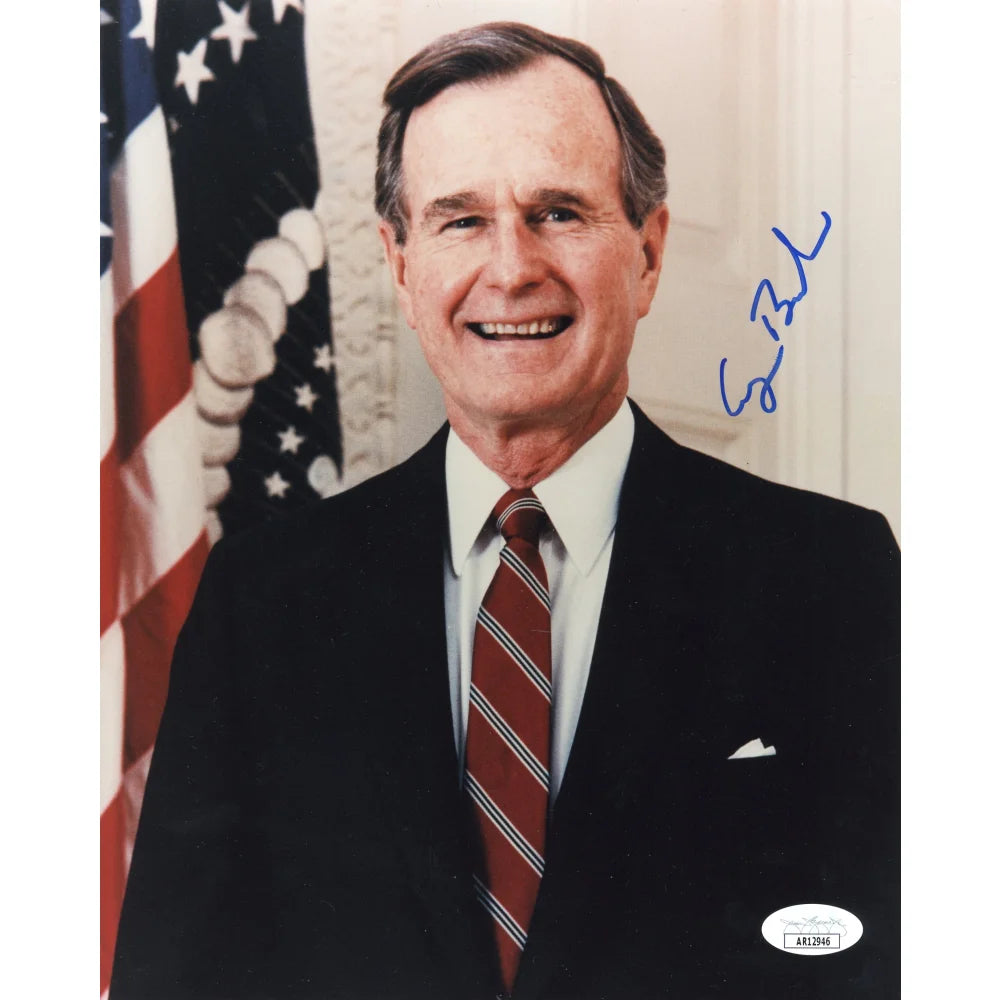 Authentic George H.W. Bush Autographed 8x10 Photo with JSA COA - Presidential Collectible for Home Office Decor & Gift for History Enthusiasts
