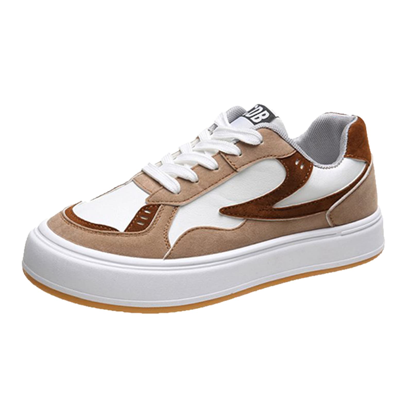 Women's Platform Sneakers - Soft Comfortable Walking Shoes with Colorblock Design & Lace-Up Front | Casual Skate Shoes for Everyday Wear | Perfect for Work, Travel & Street Fashion (Khaki, Size 8)