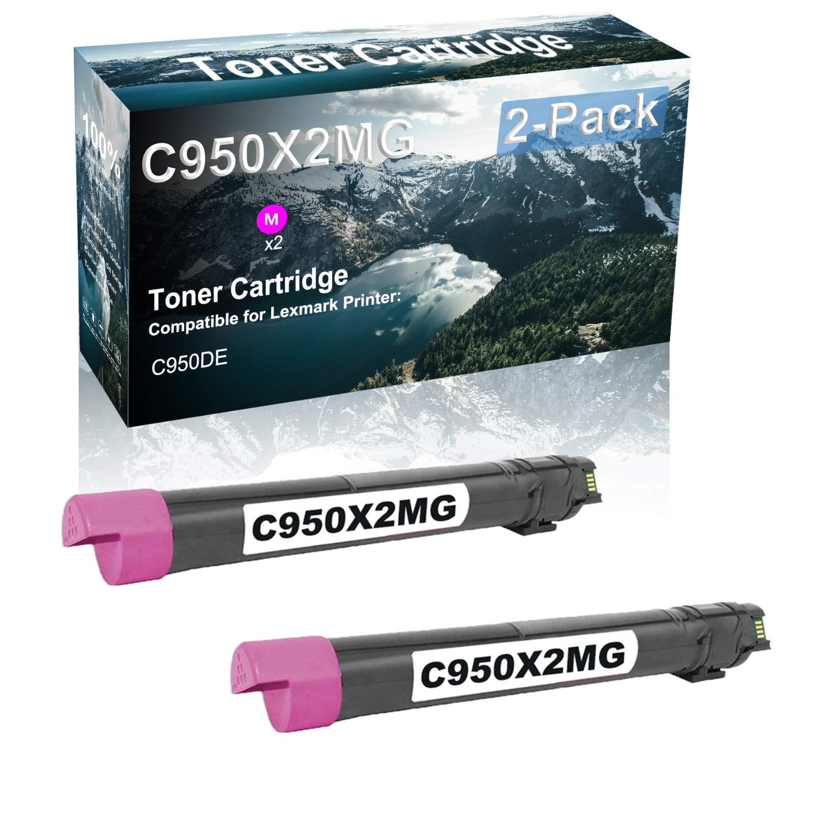 2 Pack Compatible C950X2MG Magenta Laser Printer Toner Cartridge - High Yield Replacement for HP C950DE Printer - Perfect for Office Printing & Bulk Document Production