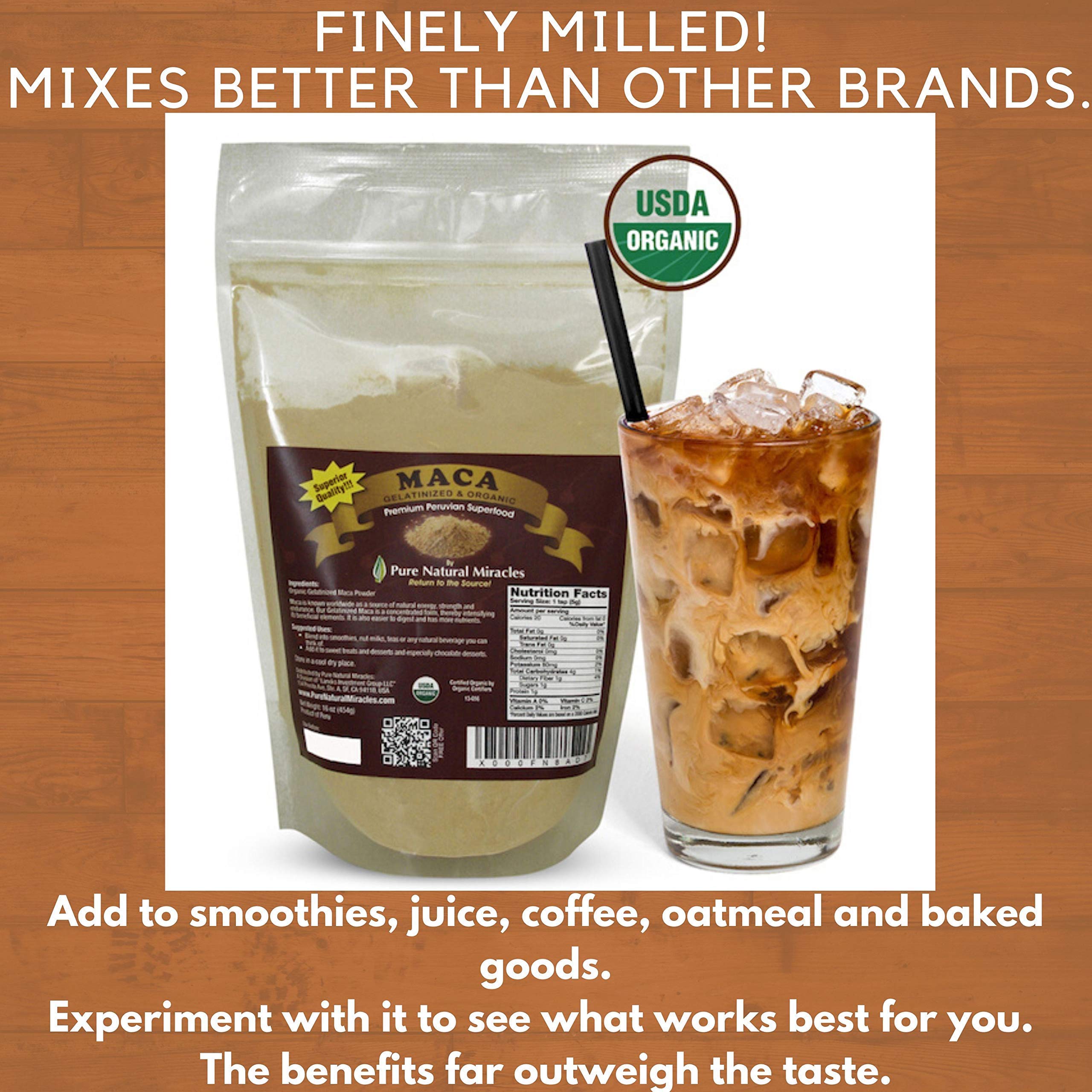 Organic Maca Root Powder 1 lb - Raw & Gelatinized, USDA Certified, Pure Natural Peruvian Superfood - Boost Energy, Libido & Hormone Balance - Perfect for Smoothies, Baking & Wellness Drinks