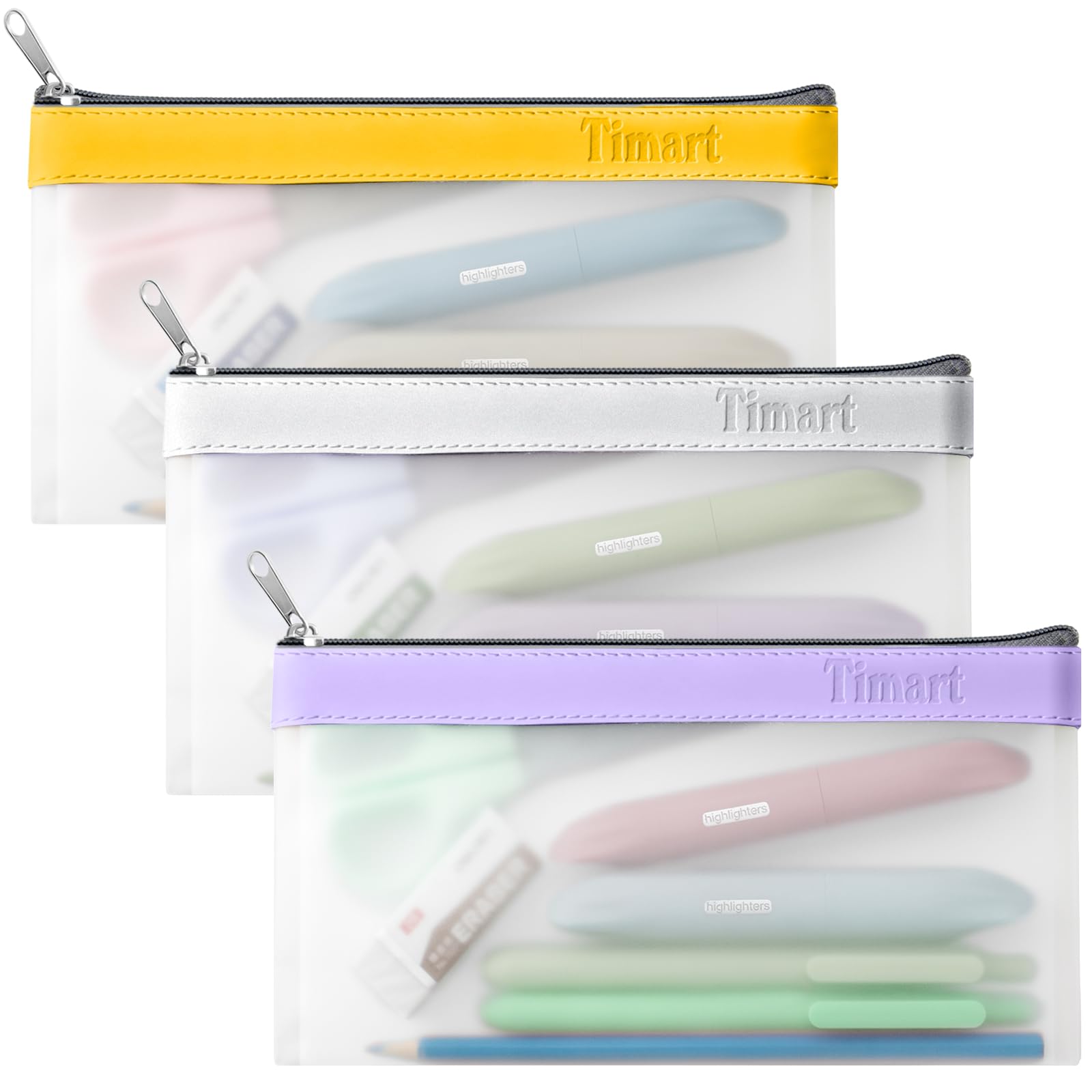 3-Pack Clear Zipper Pencil Pouch for Kids & Adults - Transparent School Supplies Organizer for Pencils, Makeup, Travel Essentials - Perfect for Classroom, Office, Travel & Daily Use