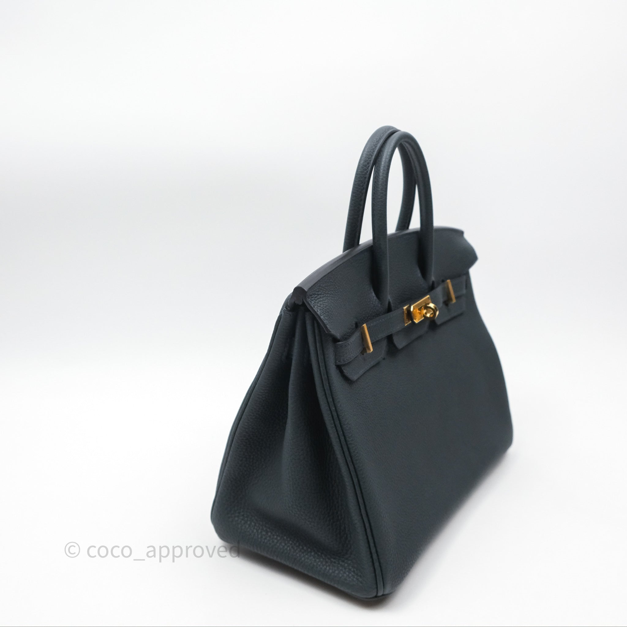 Authentic Hermès Birkin 25 Retourne Bag in Vert Rousseau Togo Leather with Gold Hardware - Luxury Handbag for Women, Perfect for Work, Travel & Special Occasions