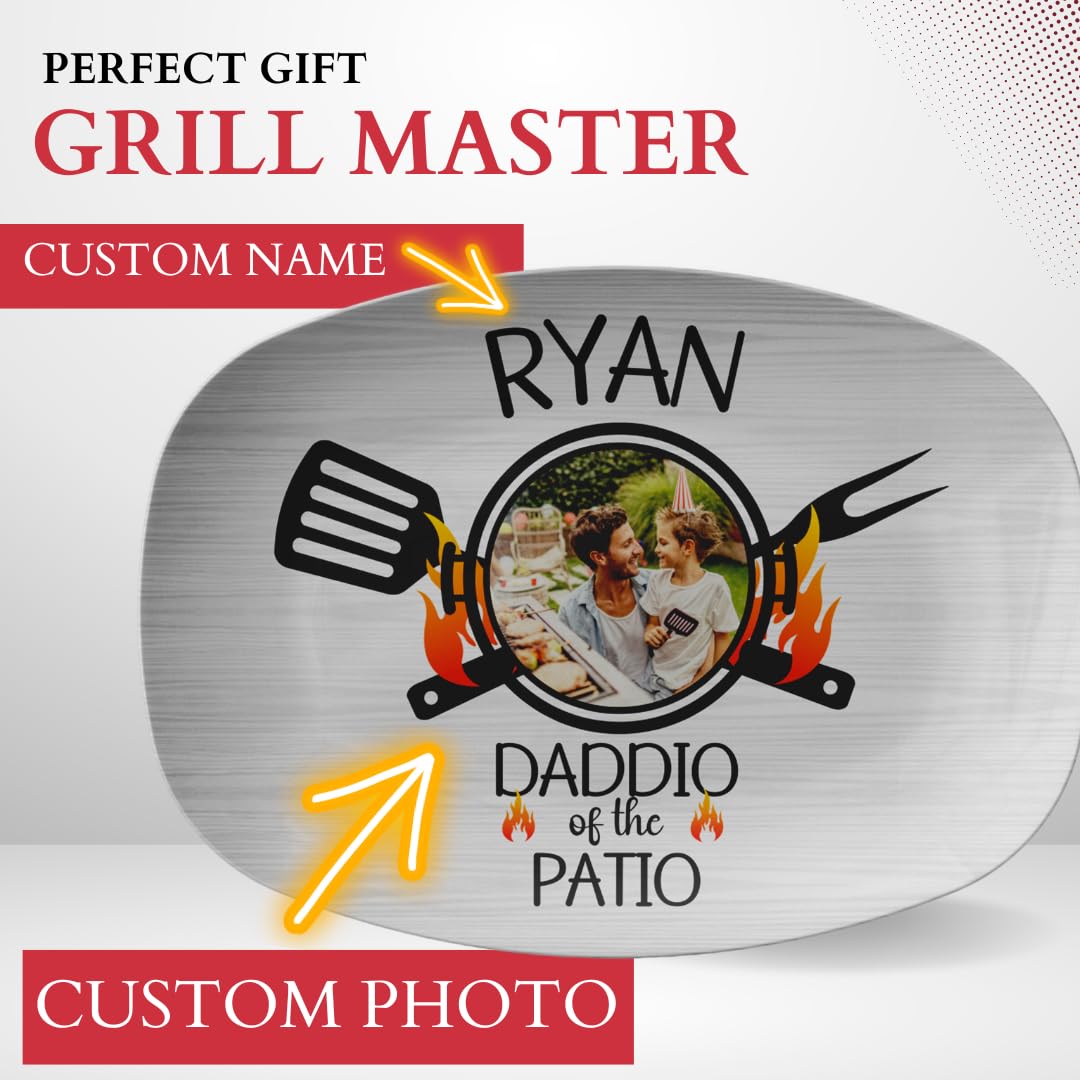 Personalized BBQ Grill Plate - Custom Birthday Gift for Dad, Perfect for Outdoor Grilling & Patio Parties