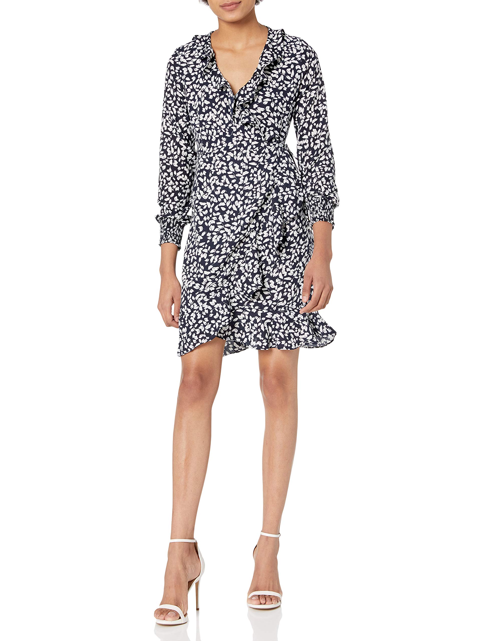 VERO MODA Women's Short Wrap Dress - Floral Print Smock Dress for Summer, Beach, and Casual Outings