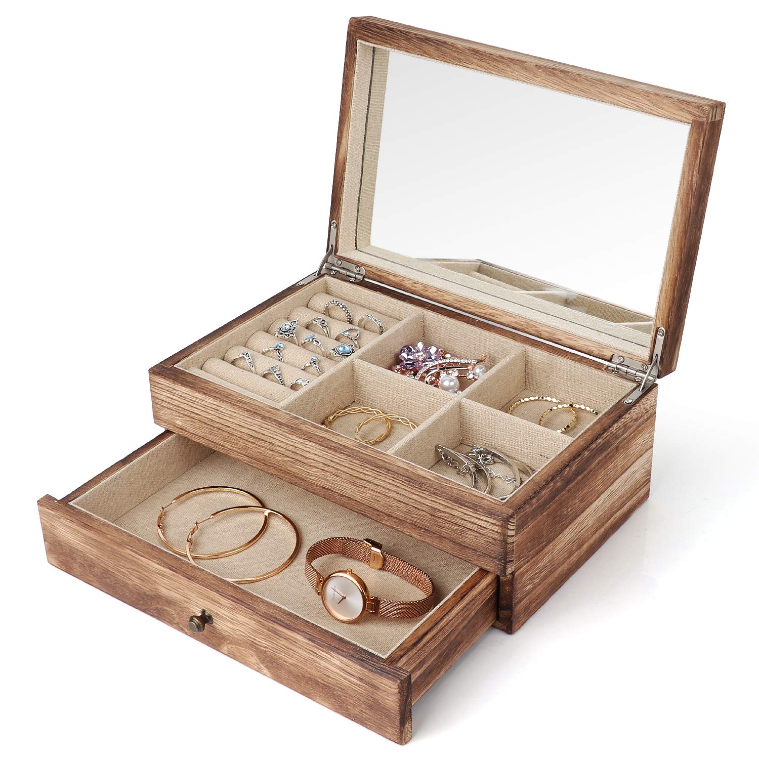 2-Layer Jewelry Organizer Box - Premium Jewelry Storage & Display Case for Necklaces, Rings, Earrings - Perfect for Travel, Home Vanity & Gift Giving
