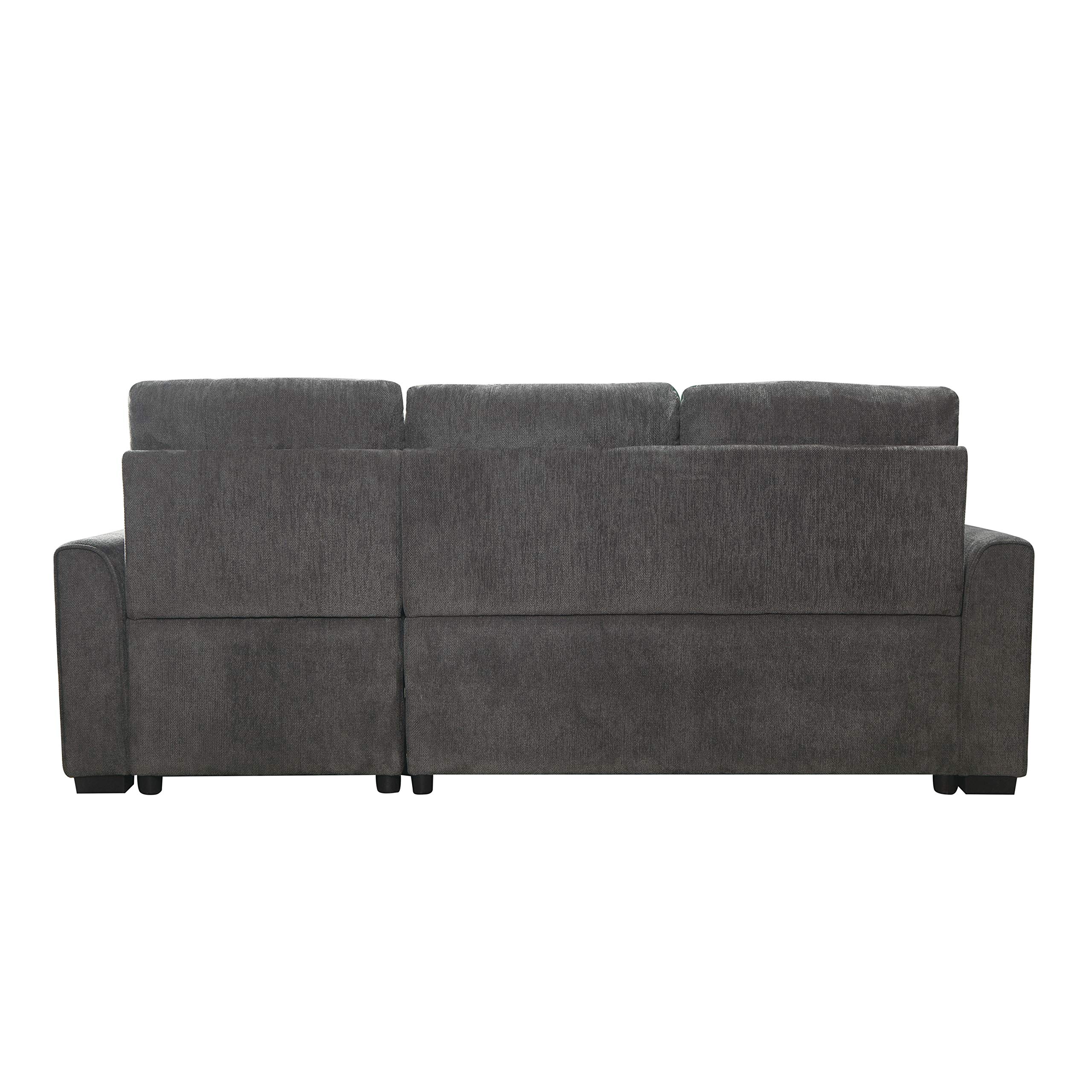 Lexicon L-Shaped Sectional Sofa Bed with Storage Chaise - Reversible Sleeper Couch for Living Room, Pull-Out Bed & Chaise Lounge - Perfect for Small Spaces, Guest Rooms & Apartment Living (Dark Gray)