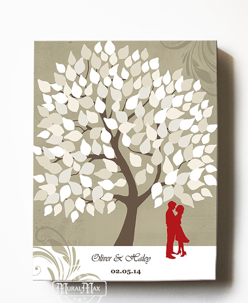 Custom Couple's Tree Canvas Wall Art - Personalized His & Hers Wedding Gift with Names & Date - Romantic Anniversary, Housewarming Present for Newlyweds - 20