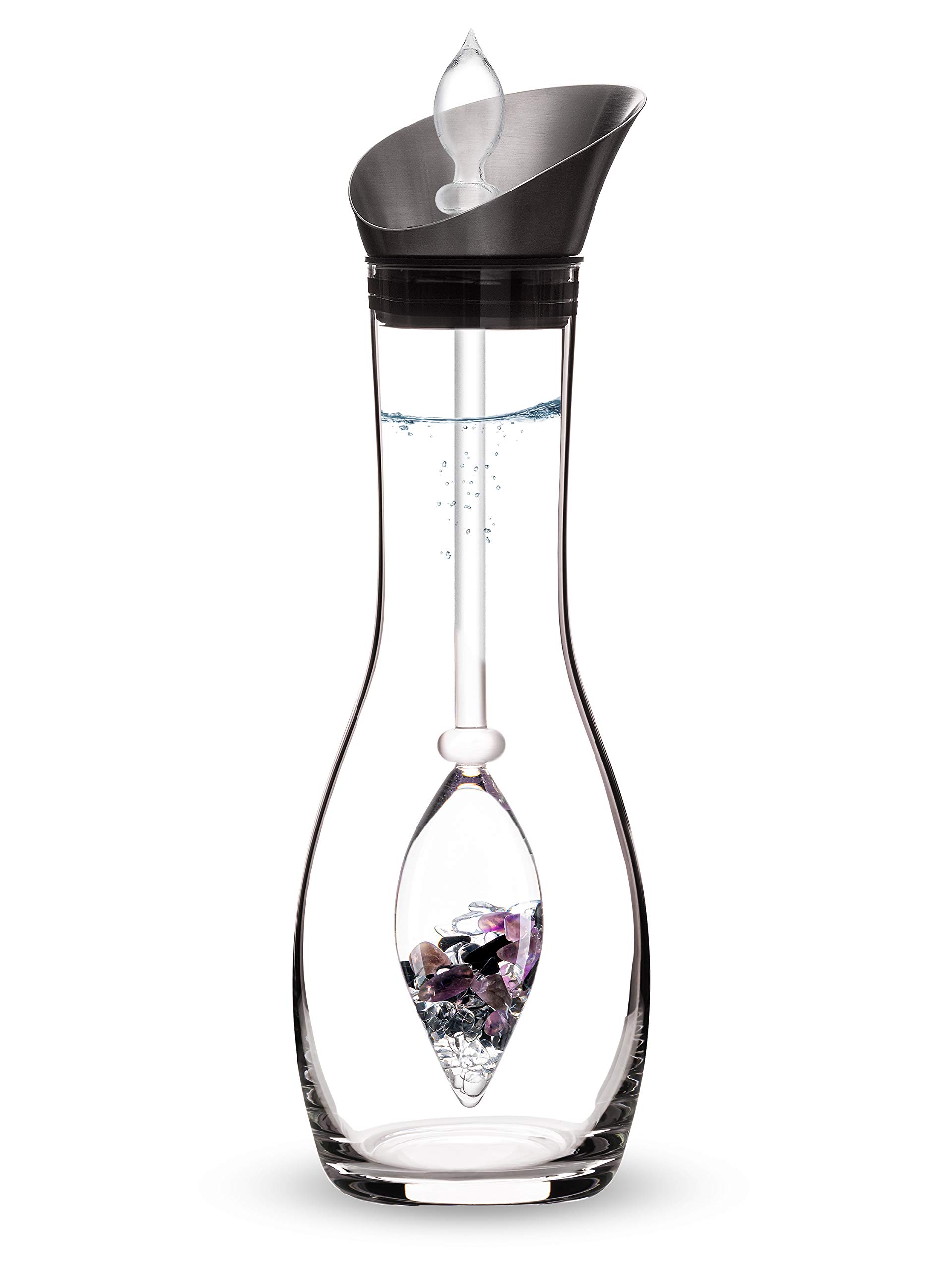 VitaJuwel Era GUARDIAN Crystal Water Carafe with Black Tourmaline, Amethyst & Clear Quartz - Infused Water Bottle for Energy, Hydration & Wellness at Home or Office