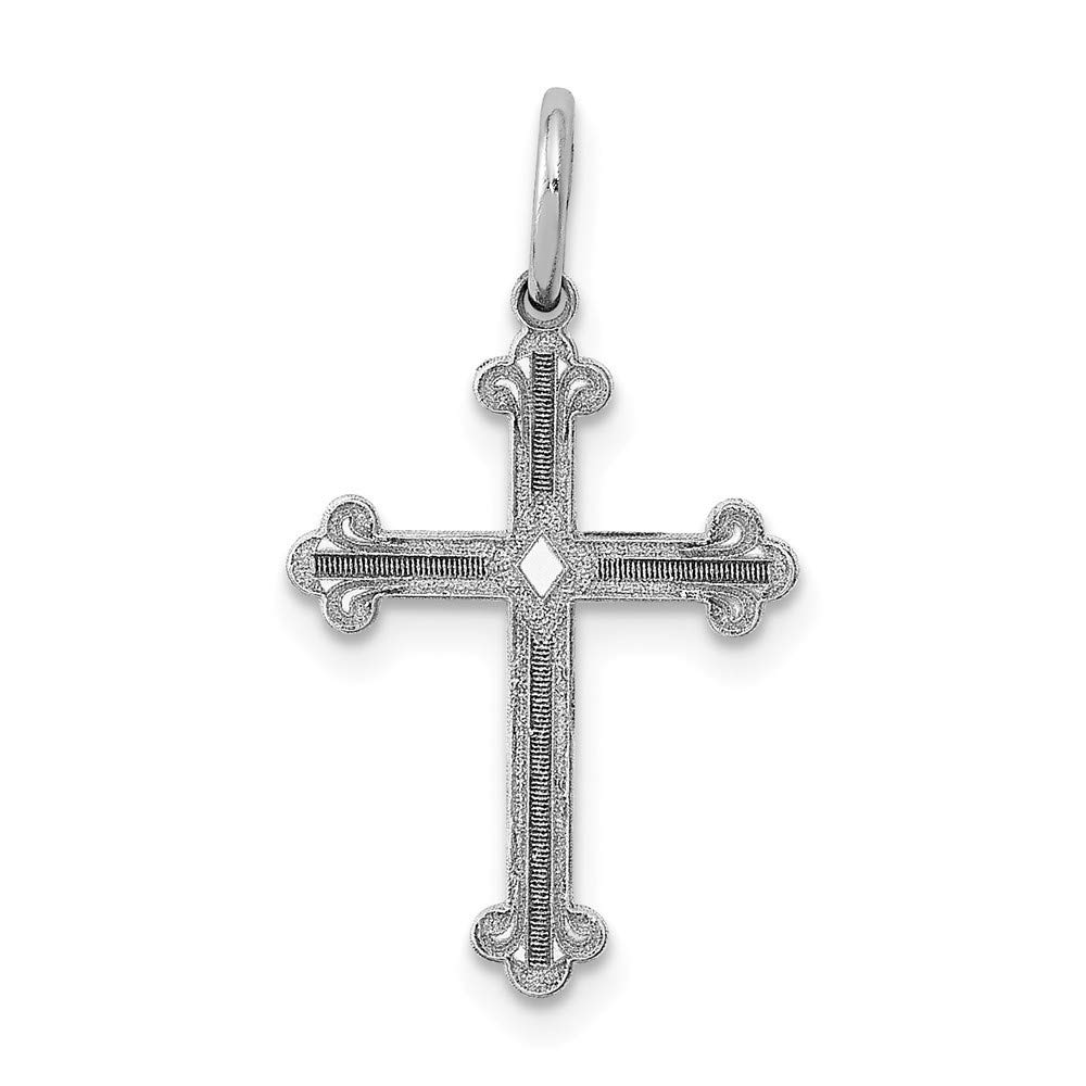 14K White Gold Engravable Religious Cross Pendant Necklace - Laser Etched Faith Charm for Women, 12.6x21.8mm - Perfect Gift for Baptism, Confirmation & Daily Wear Jewelry