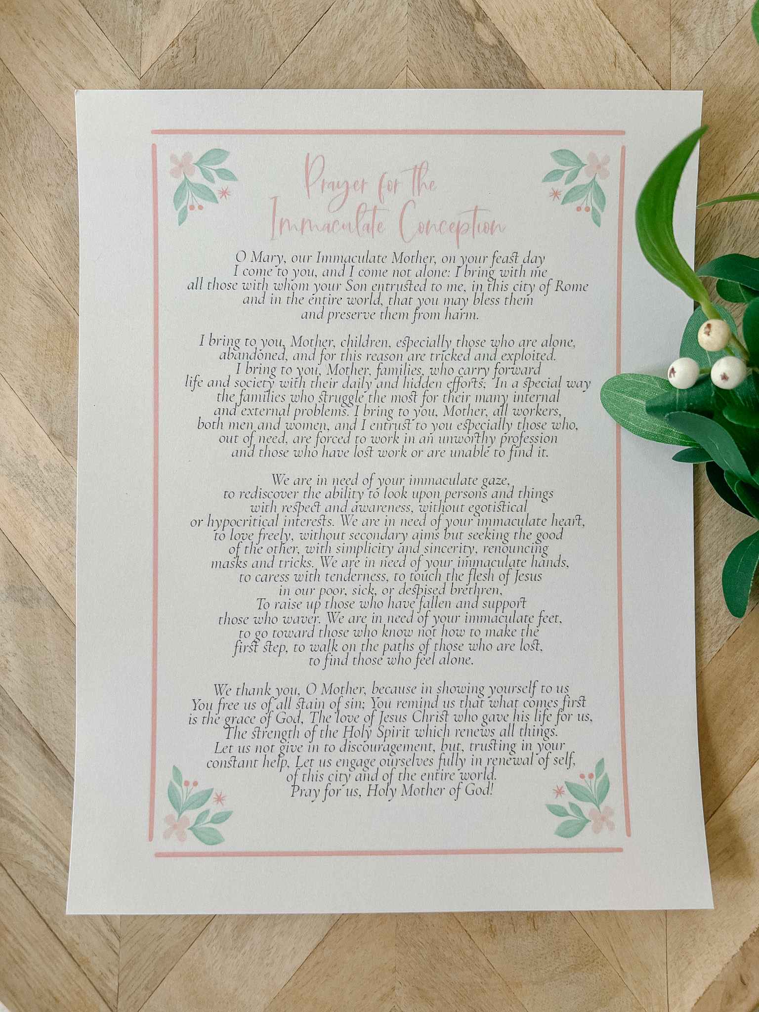 Free Printable Prayer for the Immaculate Conception - Catholic Devotional Art for Home, Church & Gift Giving