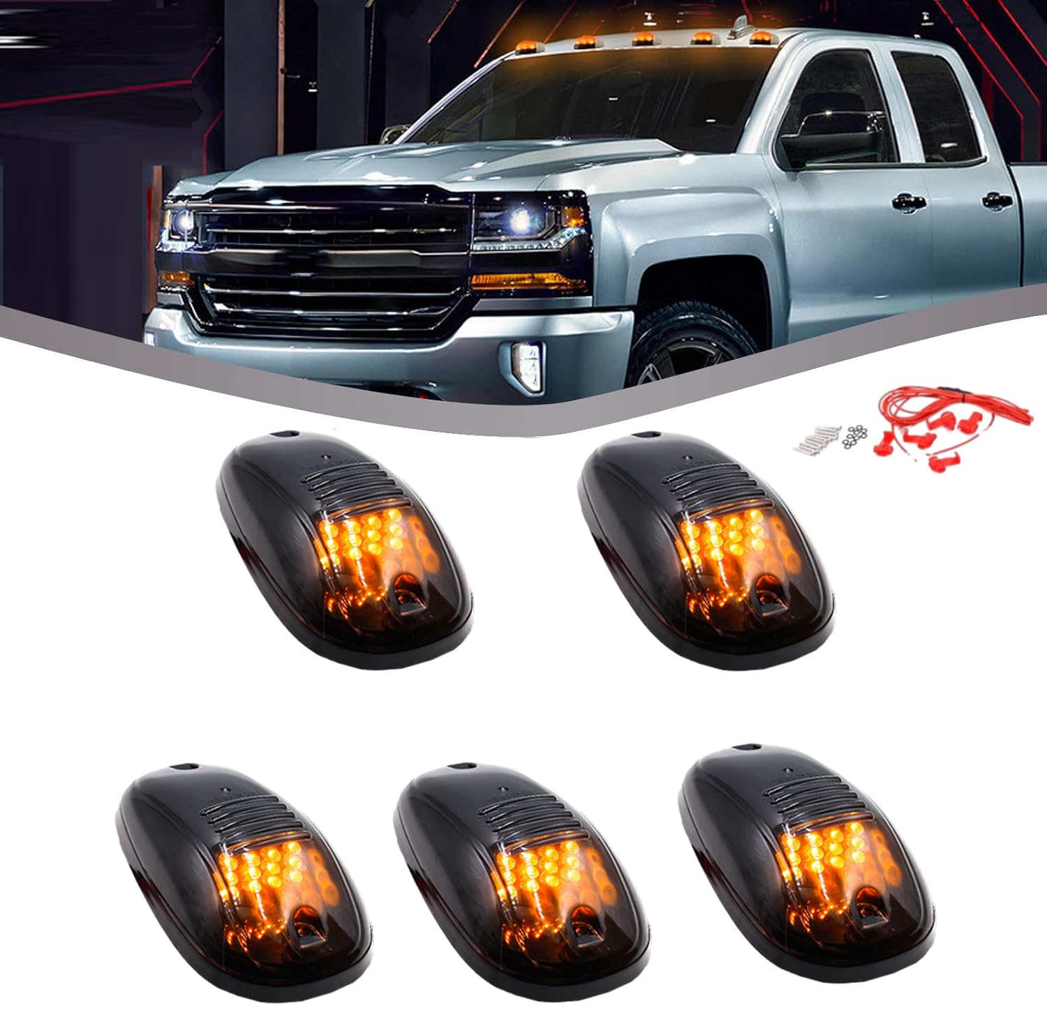 2024 Wireless Solar Cab Lights for Trucks - No Drill Installation, Universal LED Cab Marker Lights | Durable & Weatherproof for Pickup Trucks, Semi Trucks & Work Vehicles (Day & Night Visibility)