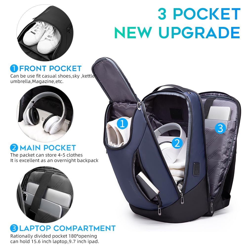 BANGE Business Smart Backpack - Waterproof 15.6 Inch Laptop Backpack with USB Charging Port, Durable Travel Backpack for Work, Commuting & Business Trips