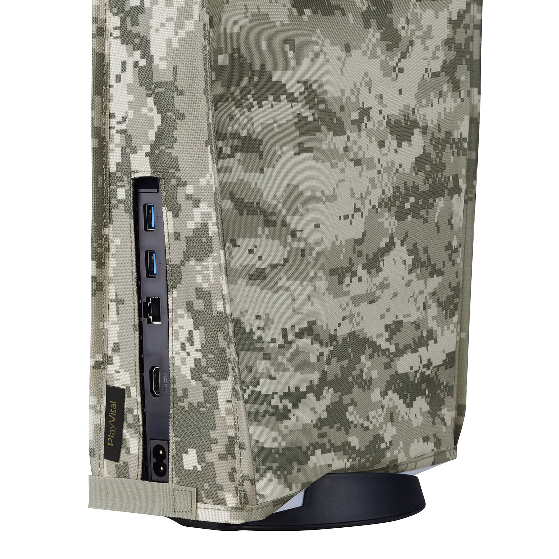 PlayVital Nylon Dust Cover for PS5 Console - Soft Lining, Anti-Scratch & Waterproof Protective Sleeve for PS5 Digital/Disc Edition (Digital Camouflage) - Perfect for Gaming Setup Protection & Travel Storage