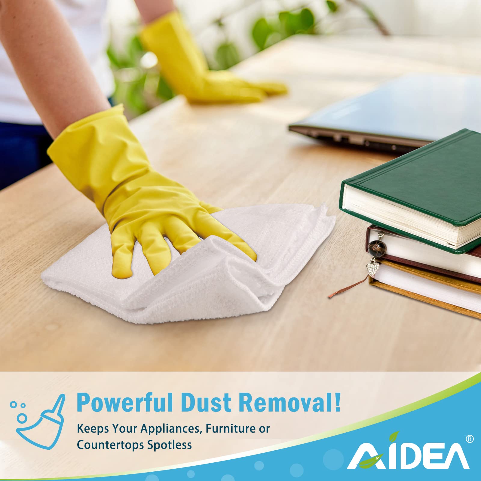 AIDEA 50-Pack Premium Microfiber Cleaning Cloths - Super Absorbent, Lint-Free, Multipurpose Kitchen Towels & Dusting Rags (11.5