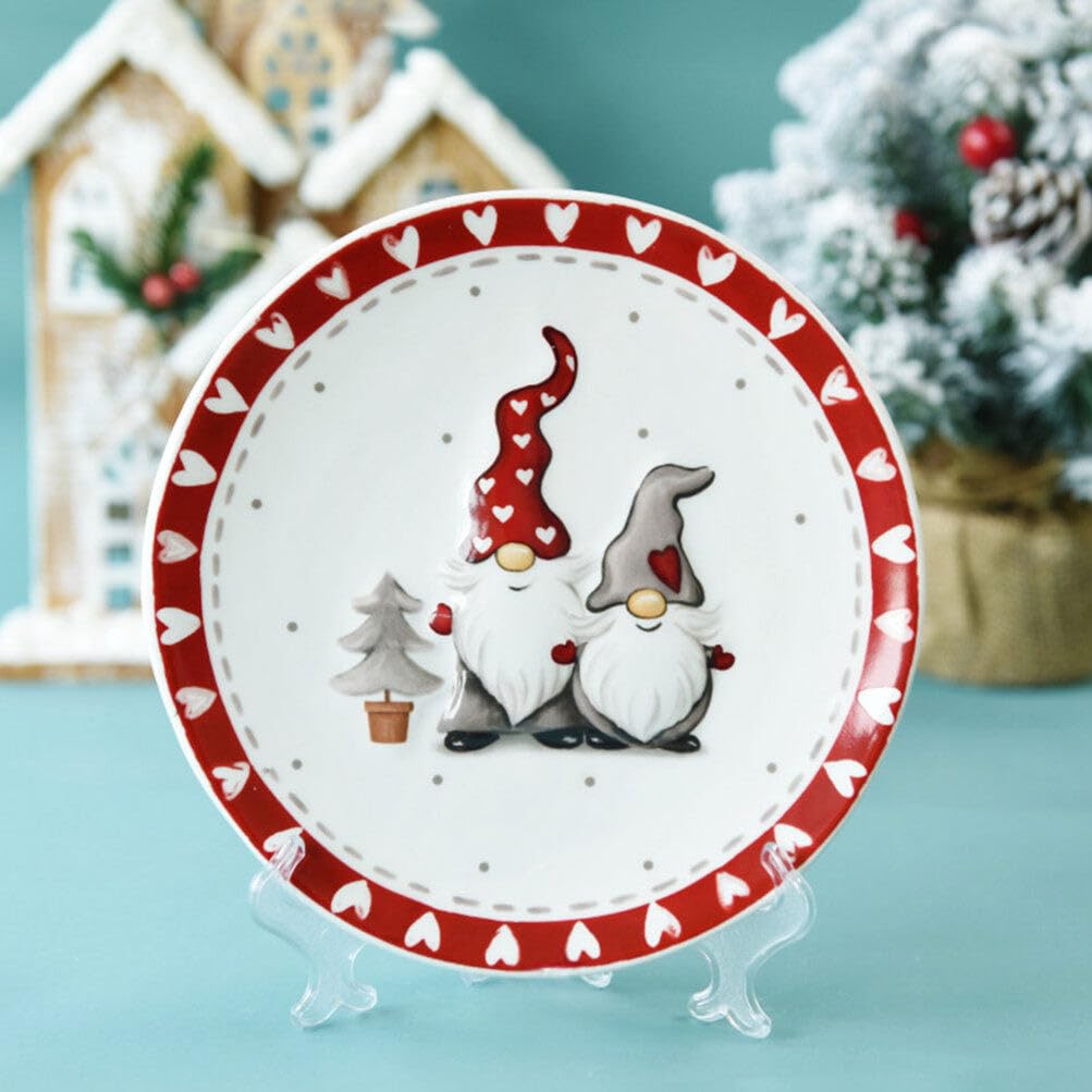 COHEALI Christmas Gnomes Ceramic Plates – Festive Holiday Dinner & Salad Serving Platter, Round Appetizer Plates for Snacks, Pasta, Cheese, Ham & Fruit – Perfect for Xmas Parties, Family Gatherings & Holiday Decor