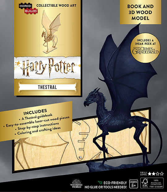 IncrediBuilds Harry Potter Thestral 3D Wood Model Kit with Book - DIY Wooden Puzzle for Kids & Adults, Perfect for Home Decor, Harry Potter Gifts & Craft Projects