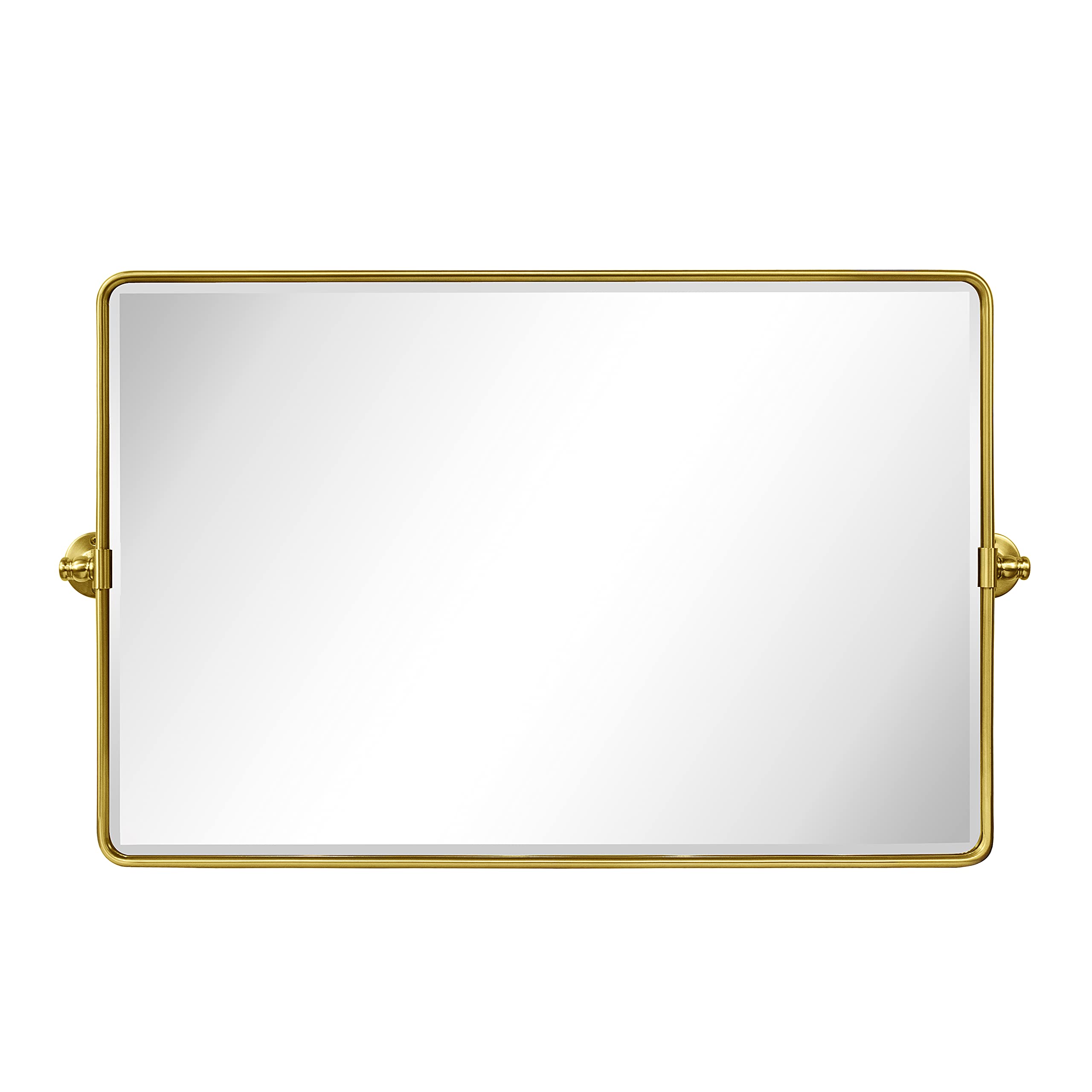 TEHOME 24 x 38 Inch Gold Farmhouse Pivot Bathroom Mirror - Horizontal Rectangle Metal Framed Wall Mirror with Tilting Beveled Edge for Vanity, Bedroom & Entryway Decor