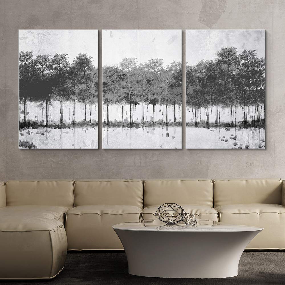 Wall26 - 3 Panel Abstract Tree Forest Oil Painting Canvas Wall Art - Giclee Print for Bedroom, Living Room & Home Decor - 24