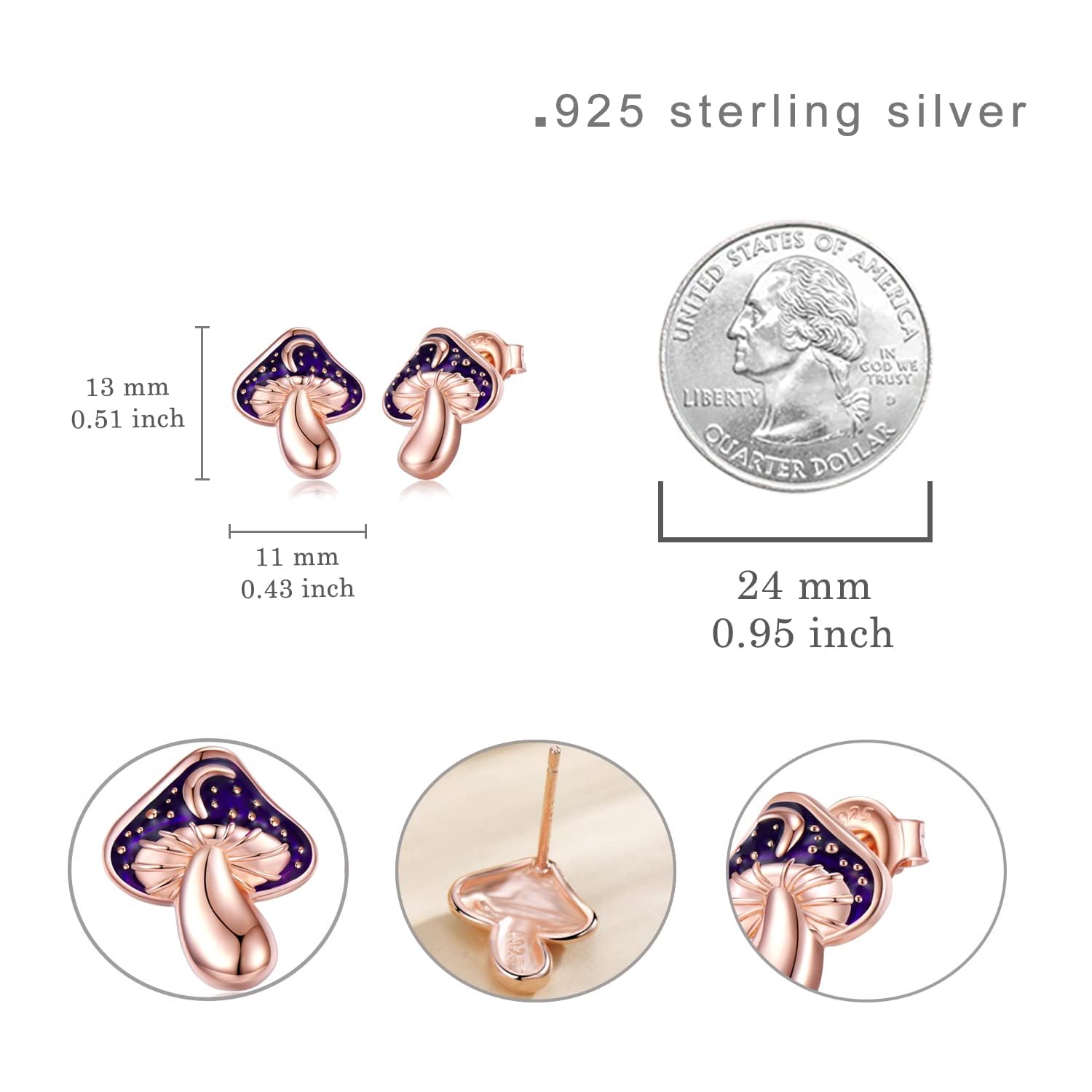 925 Sterling Silver Mushroom Moon Earrings for Women - Starry Sky Stud Earrings - Perfect Anniversary & Birthday Gifts for Teen Girls, Mom - Great for Daily Wear, Date Night & Special Occasions