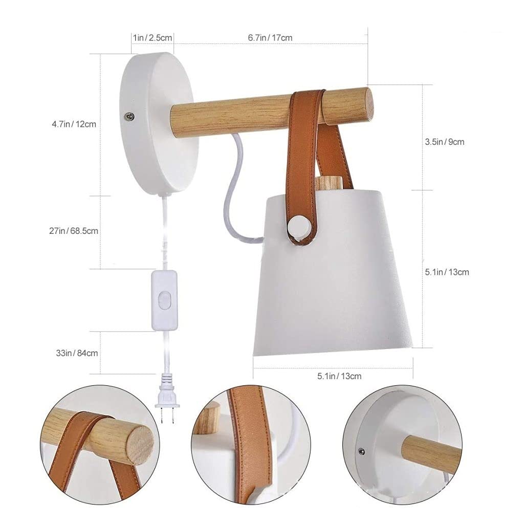 Modern Nordic Wall Lamp with Switch Plug - 2 Pack Bedside Lighting for Bedroom, Living Room - Simple & Creative Plug-in Sconce for Home Decor, Reading, and Ambient Lighting