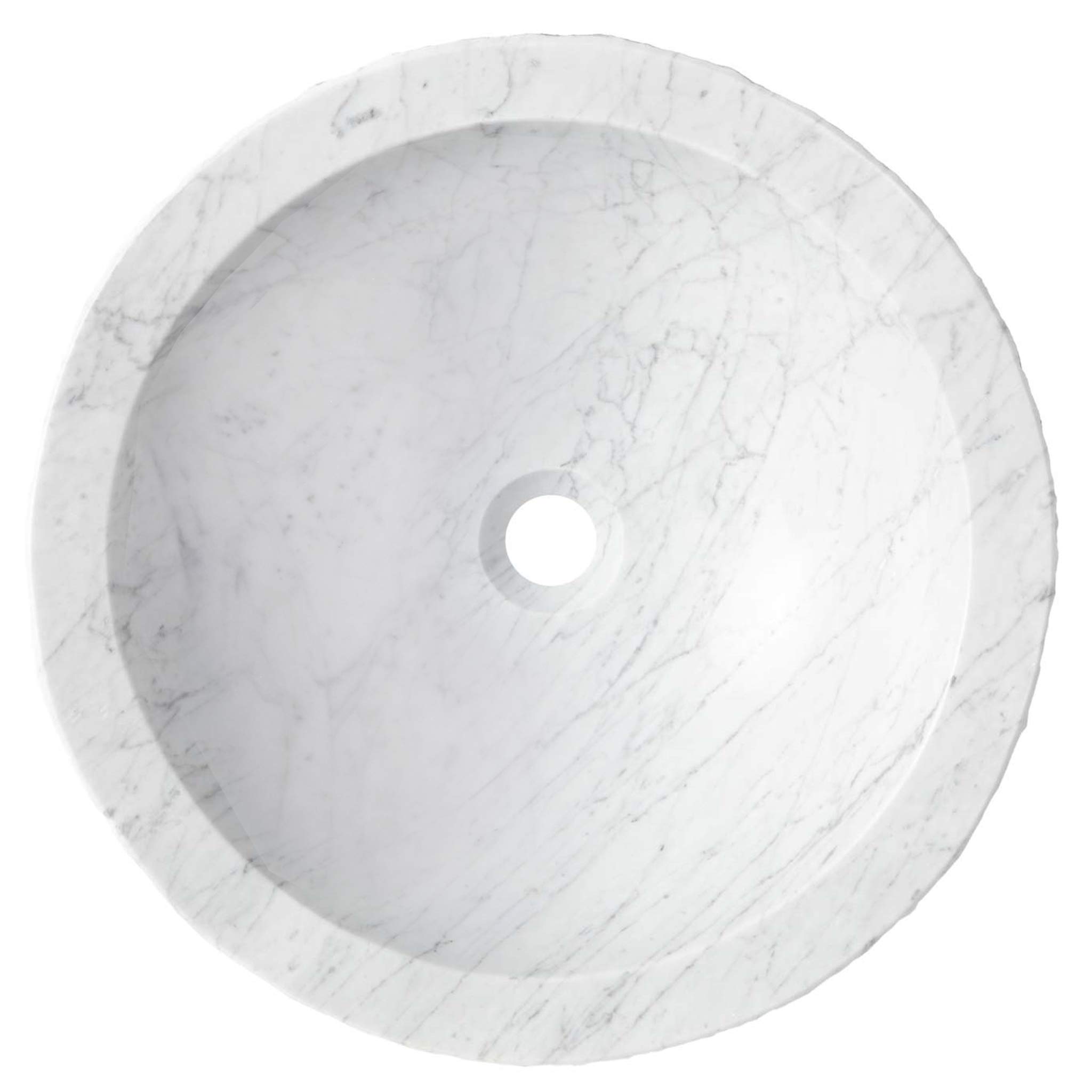 Natural Carrara Marble Stone Vessel Bathroom Sink with Chrome Drain & Sealer - Modern Farmhouse Vanity Sink for Bathroom & Powder Room Decor