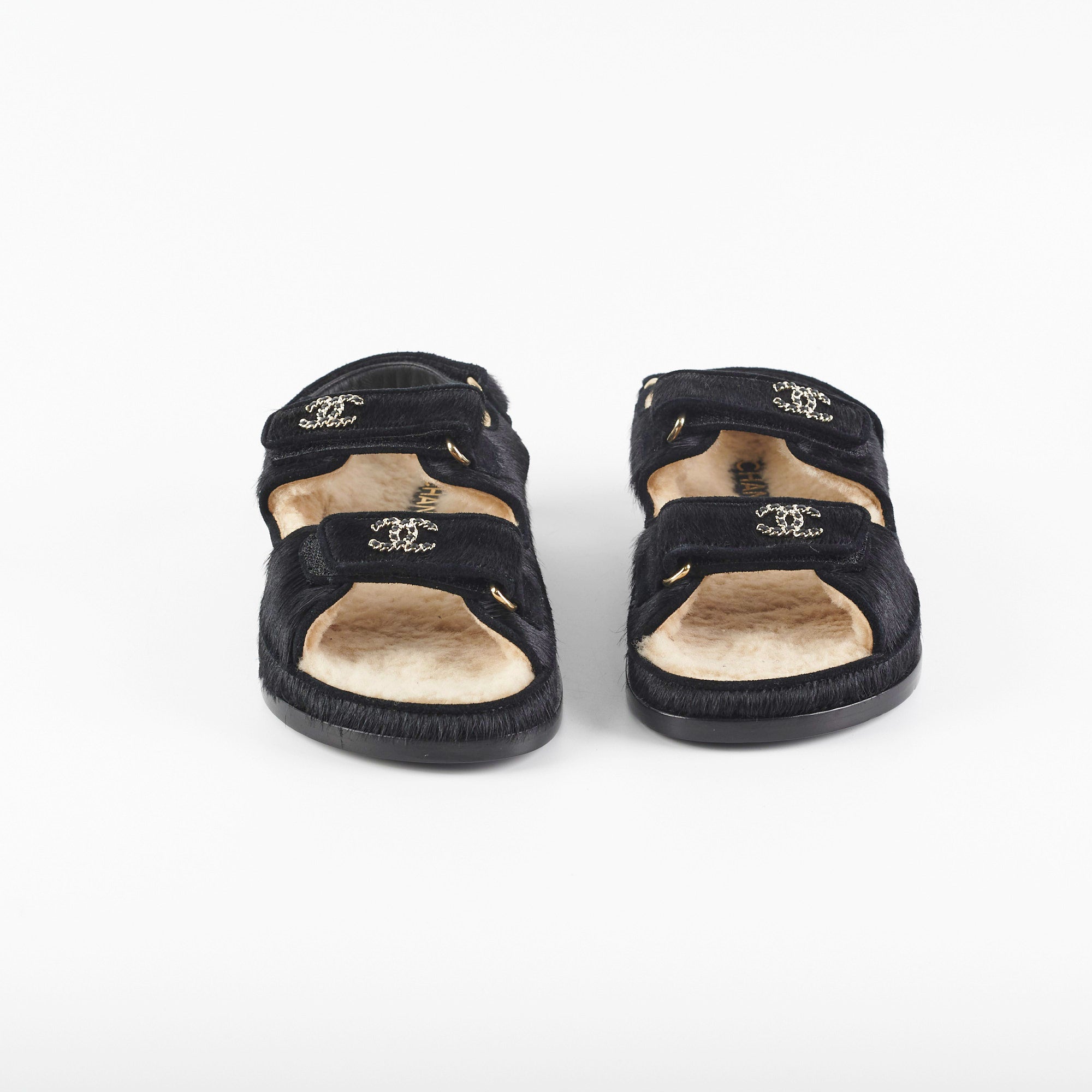 Chanel Black Calf Hair Sandals Size 36 - Luxury Women's Designer Shoes for Summer 2023 | Perfect for Weddings, Parties & Beach Vacations