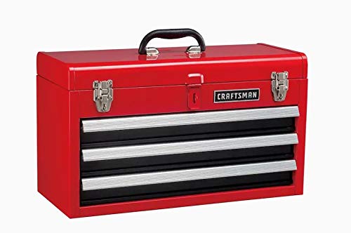 CRAFTSMAN 20.5-inch Portable 3-Drawer Steel Tool Box with Ball Bearings & Lock - Heavy Duty Red Tool Storage for Garage, Workshop & Job Site