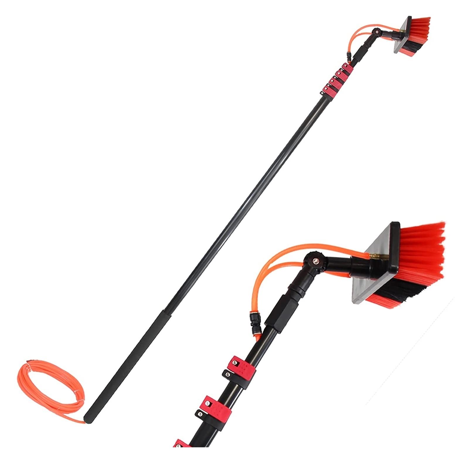 Telescopic Water Brush - Adjustable Retractable Cleaning Rod for Solar Panels, Photovoltaic Equipment & Aerial Surfaces | 6m/20ft Extendable Outdoor Cleaning Tool | Perfect for Rooftop Maintenance, Window Washing & Hard-to-Reach Areas