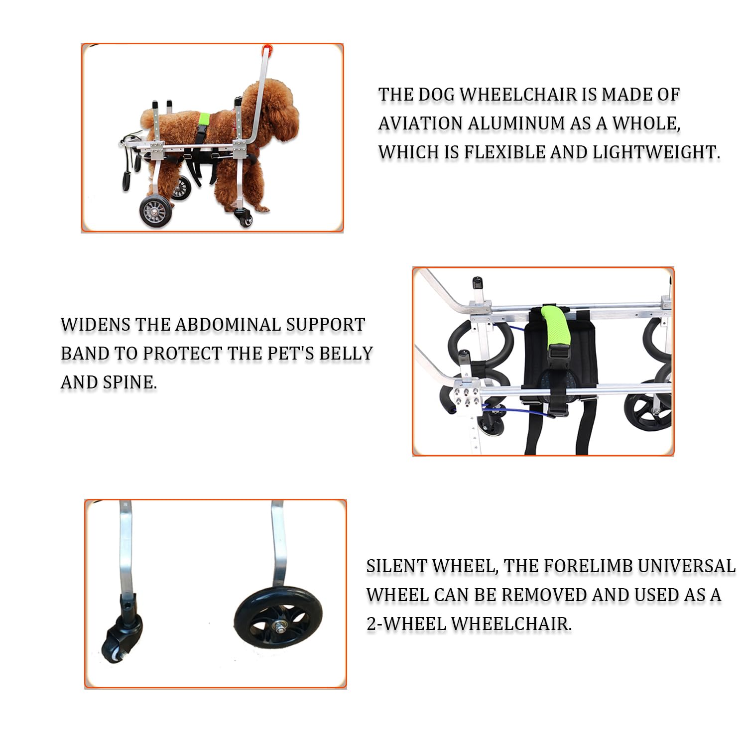 Adjustable 4-Wheel Dog Wheelchair for Small & Medium Pets - Lightweight Mobility Aid for Front Leg Arthritis & Weak Limbs (XXS) - Ideal for Indoor/Outdoor Use, Recovery & Daily Support