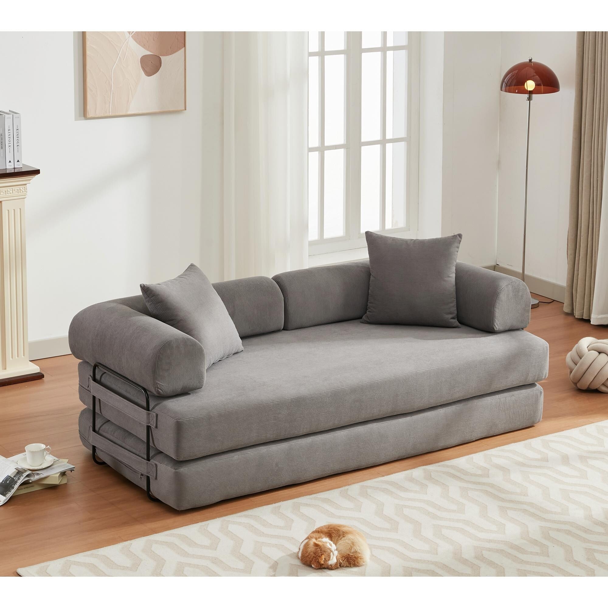 3-Seat Folding Sofa Bed - King Size Convertible Sleeper with High-Density Foam & Non-Slip Pad - Perfect for Small Spaces, Guest Rooms & Apartments