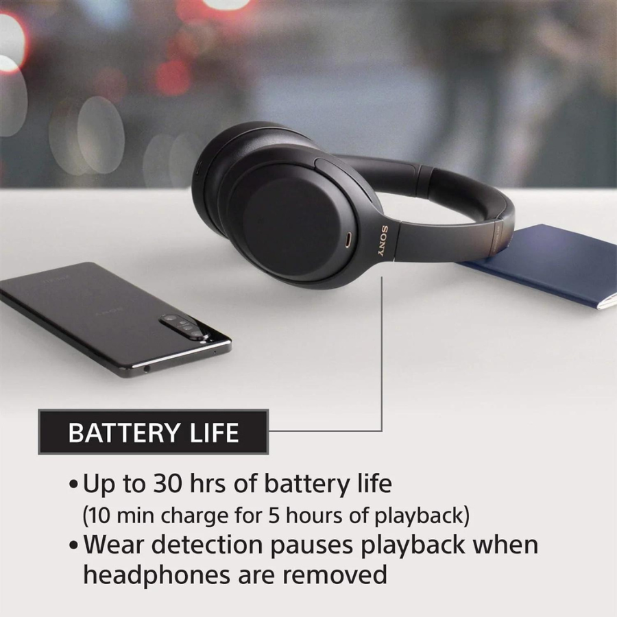 Sony WH-1000XM4 Wireless Noise Cancelling Over-Ear Headphones with Mic - Premium Bluetooth Headset for Travel, Work & Music Lovers (New Model)