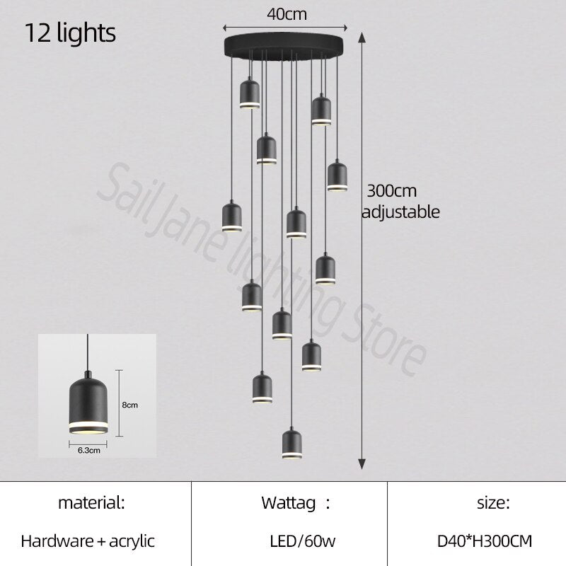 Swirl Staircase Chandelier - Modern Crystal Ceiling Light Fixture for Foyer & Stairwell | Elegant Home Lighting Solution for Entryway, Hallway & Staircase Decor