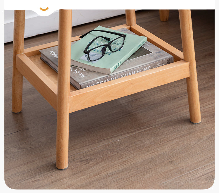Solid Beech Wood Small Square Coffee Table - Modern Minimalist Side Table for Living Room, Bedroom, or Office - Perfect for Coffee, Books, and Decor