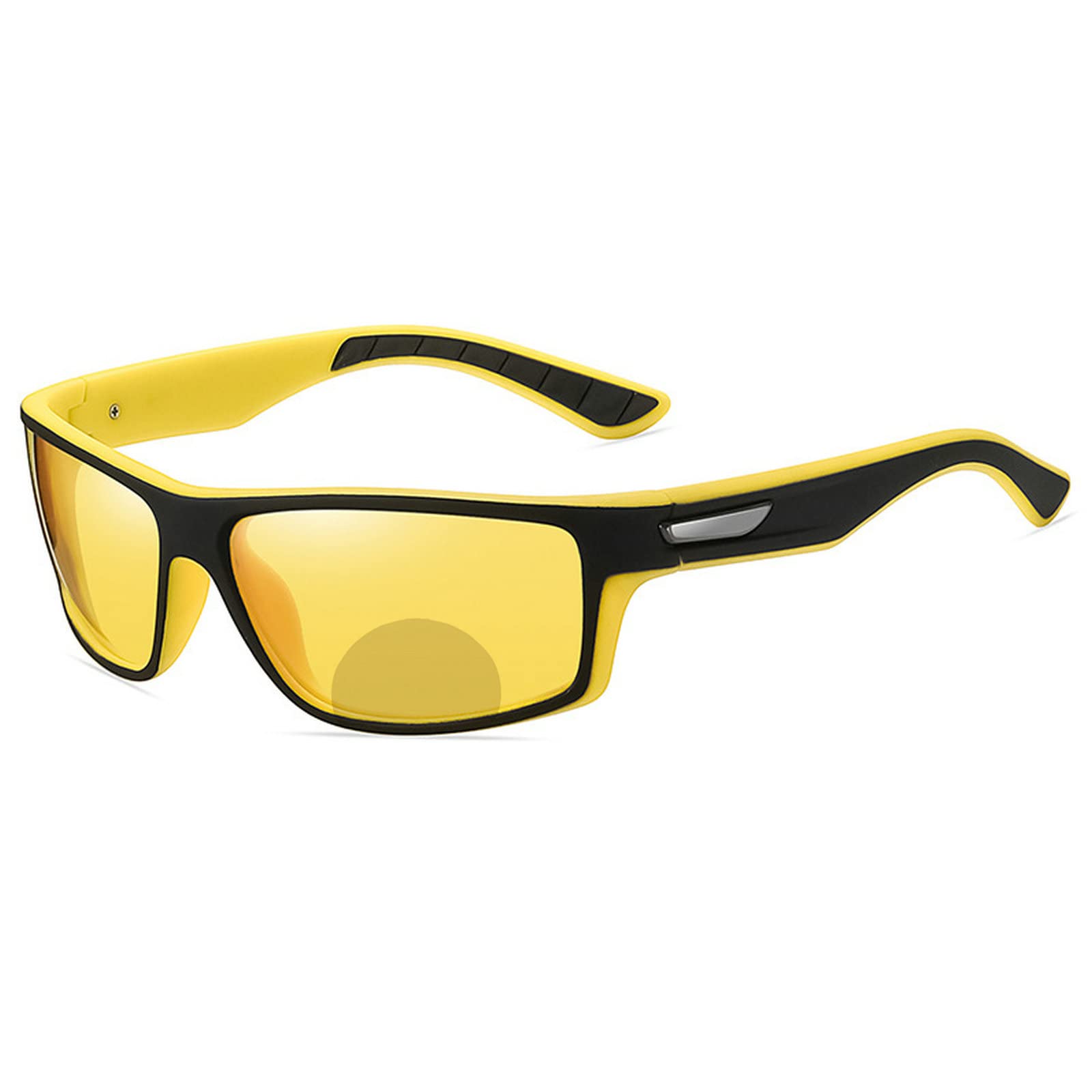 Men's Sports Bifocal Reading Sunglasses with Yellow Lens - Night Vision Driving Glasses for Outdoor Activities, Presbyopia Correction - Perfect for Golf, Fishing & Night Driving
