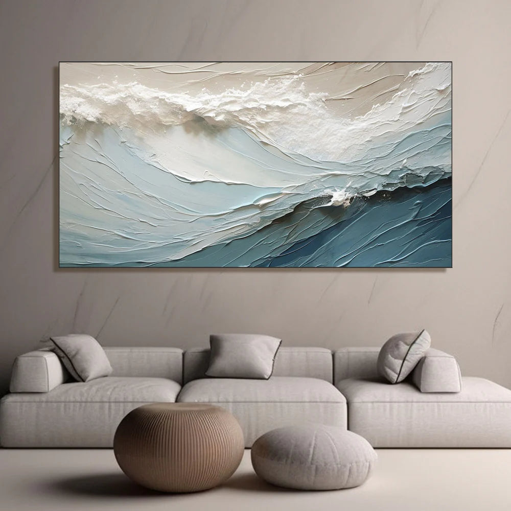 Frameless Stretched Canvas for Ocean and Sky Painting - Premium Wall Art Decor for Living Room, Bedroom, or Office - #OS 059