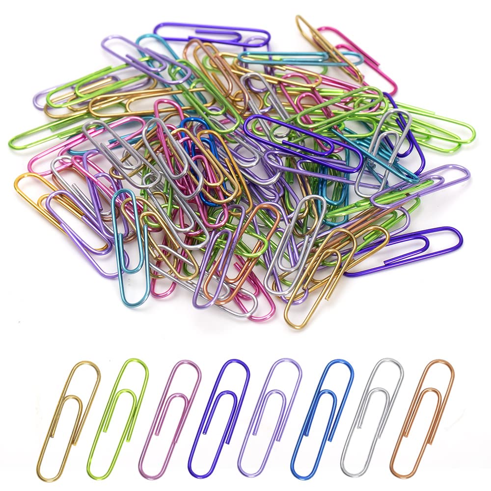 Colorful Paper Clips Bulk 240pcs - Assorted Bright Colored Medium Size Paper Clips for Office, School, Home & Craft Projects - Perfect for Organizing Documents, DIY Scrapbooking & Gift Wrapping