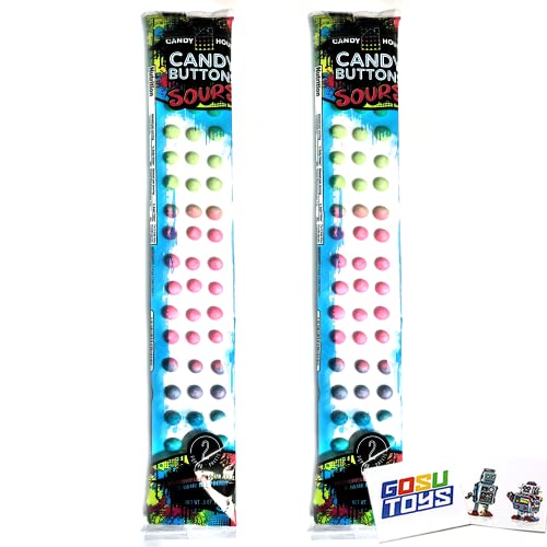 Sour Candy Buttons by Candy House - 2 Pack with 2 Free Gosutoys Stickers | Sweet & Tangy Treats for Parties, Movie Nights & Office Snacks