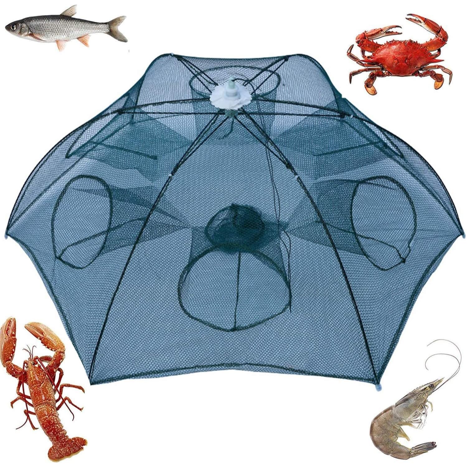 Upgraded Foldable Fishing Bait Net Trap - Cast Dip Cage for Crab, Fish, Minnow, Crawdad & Shrimp | Portable & Durable for Freshwater & Saltwater Fishing