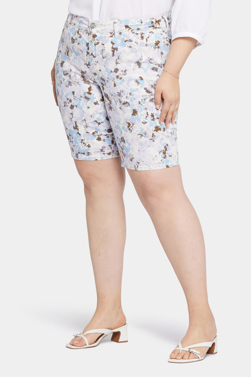 Briella 11 Inch Plus Size Denim Shorts for Women - Becca Bouquet | Comfortable Stretch Jeans for Casual Wear, Summer Outfits & Beach Vacations