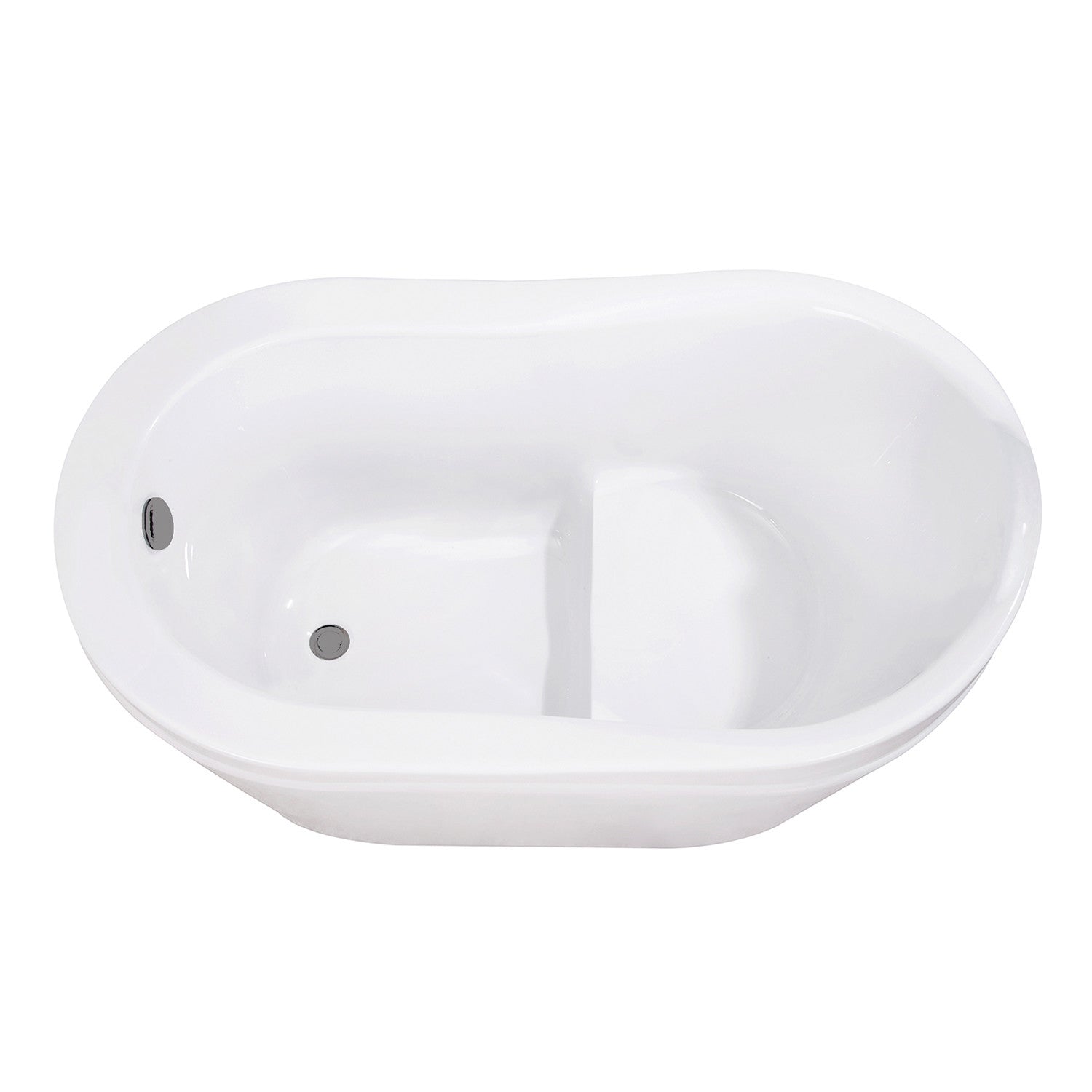 Aqua Eden 52 Inch Acrylic Freestanding Bathtub - Oval Slipper Tub with Overflow Drain & Built-in Seat, Glossy White & Brushed Nickel Finish | Perfect for Luxury Bathrooms, Spa Retreats & Master Suites