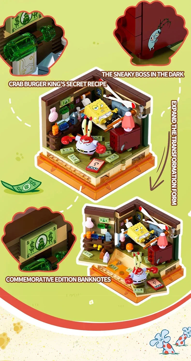 SpongeBob SquarePants Pineapple House Building Blocks Set - DIY Toy for Kids with Restaurant, Anchor & Tree House Accessories | Creative Play & Gift Idea for Birthday & Christmas