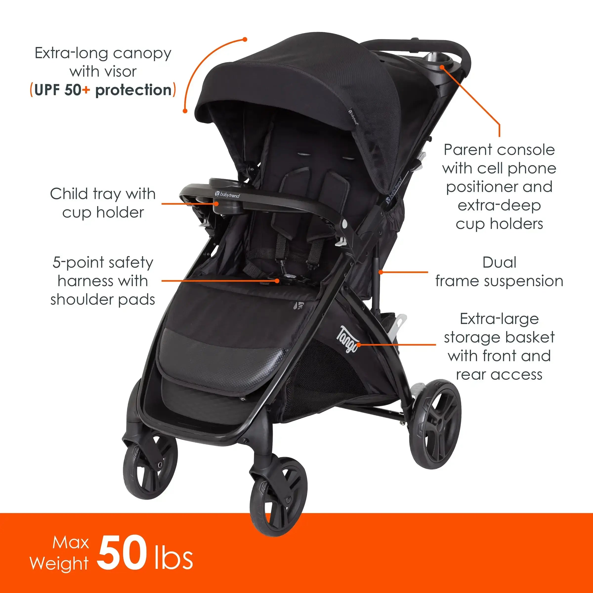 Tango Stroller - Lightweight Compact Baby Stroller for Travel & Everyday Use | Easy Fold, Comfortable Ride | Perfect for Shopping, Walks & Airports