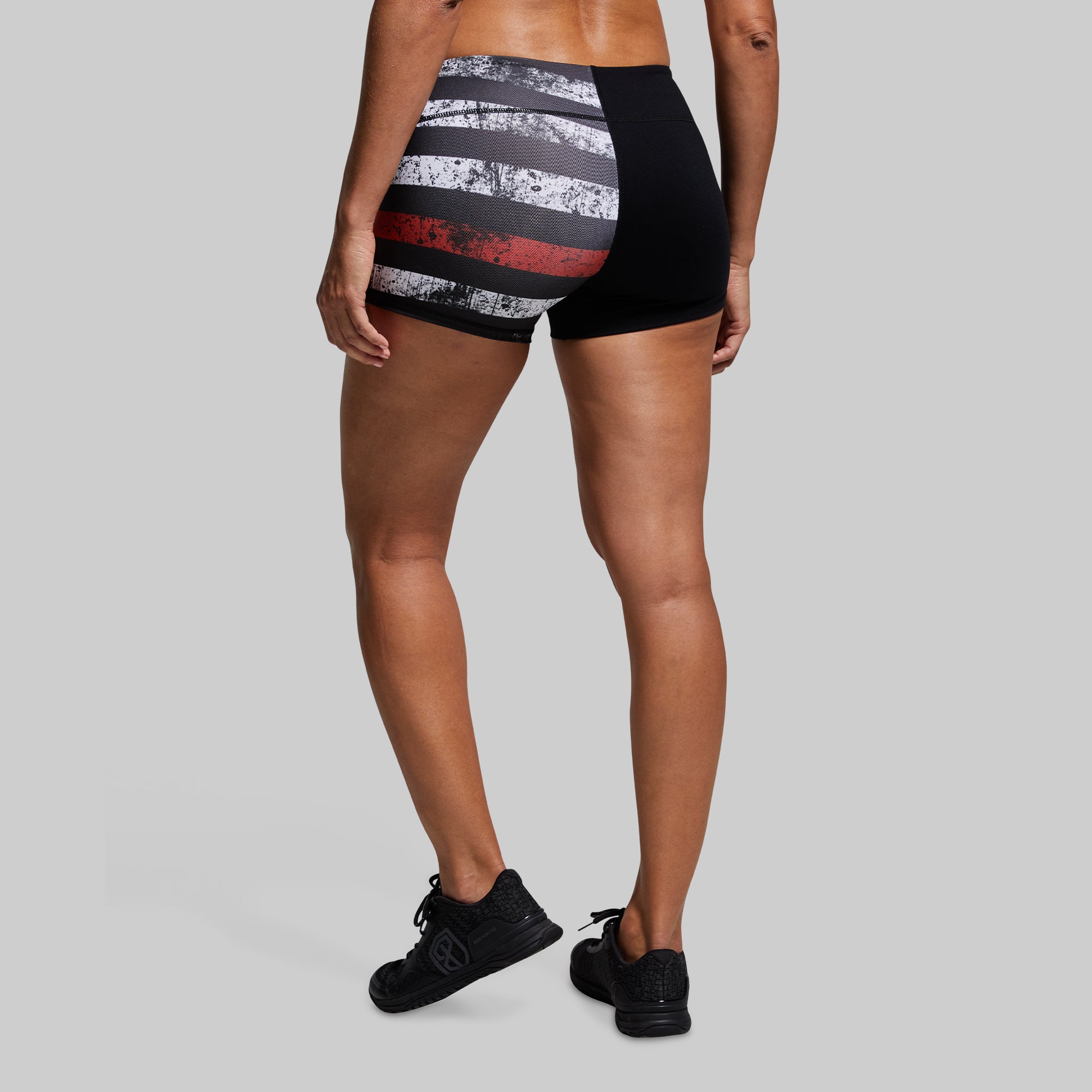 Double Take Booty Shorts - Thin Red Line Edition | High Waisted Workout Shorts for Women | Perfect for Gym, Running & Yoga