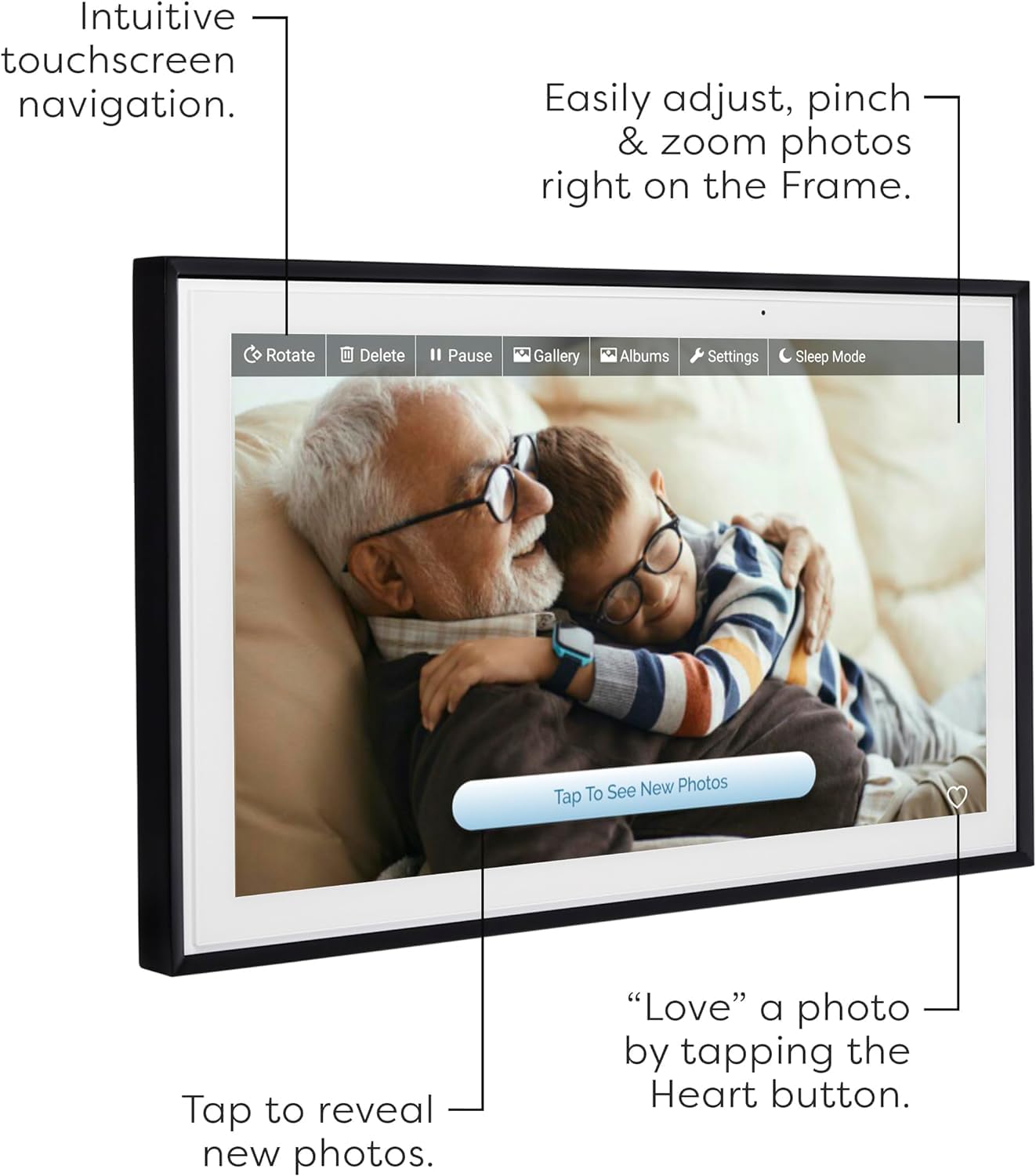 Skylight 15 Inch WiFi Digital Picture Frame - Touch Screen Display, Upload Photos from Phone, Customizable Gift for Family & Friends - Perfect for Home Decor, Office Display, and Special Occasions (Black)