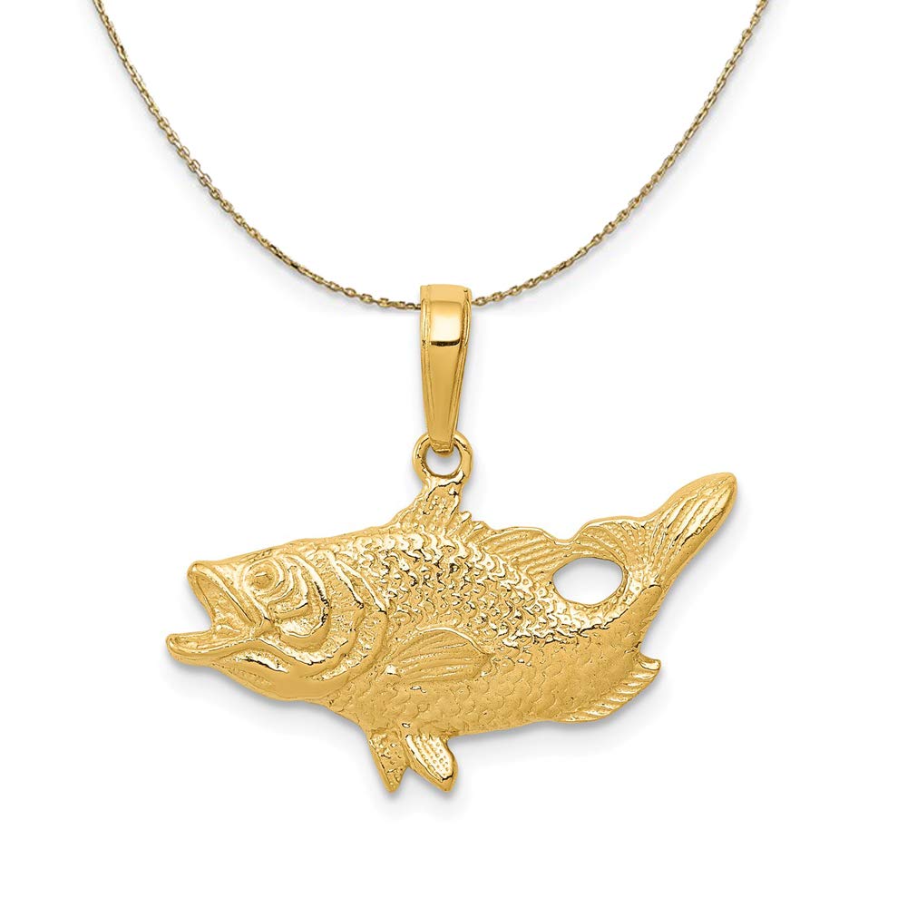 14k Yellow Gold Bass Necklace - Perfect for Fishing Enthusiasts