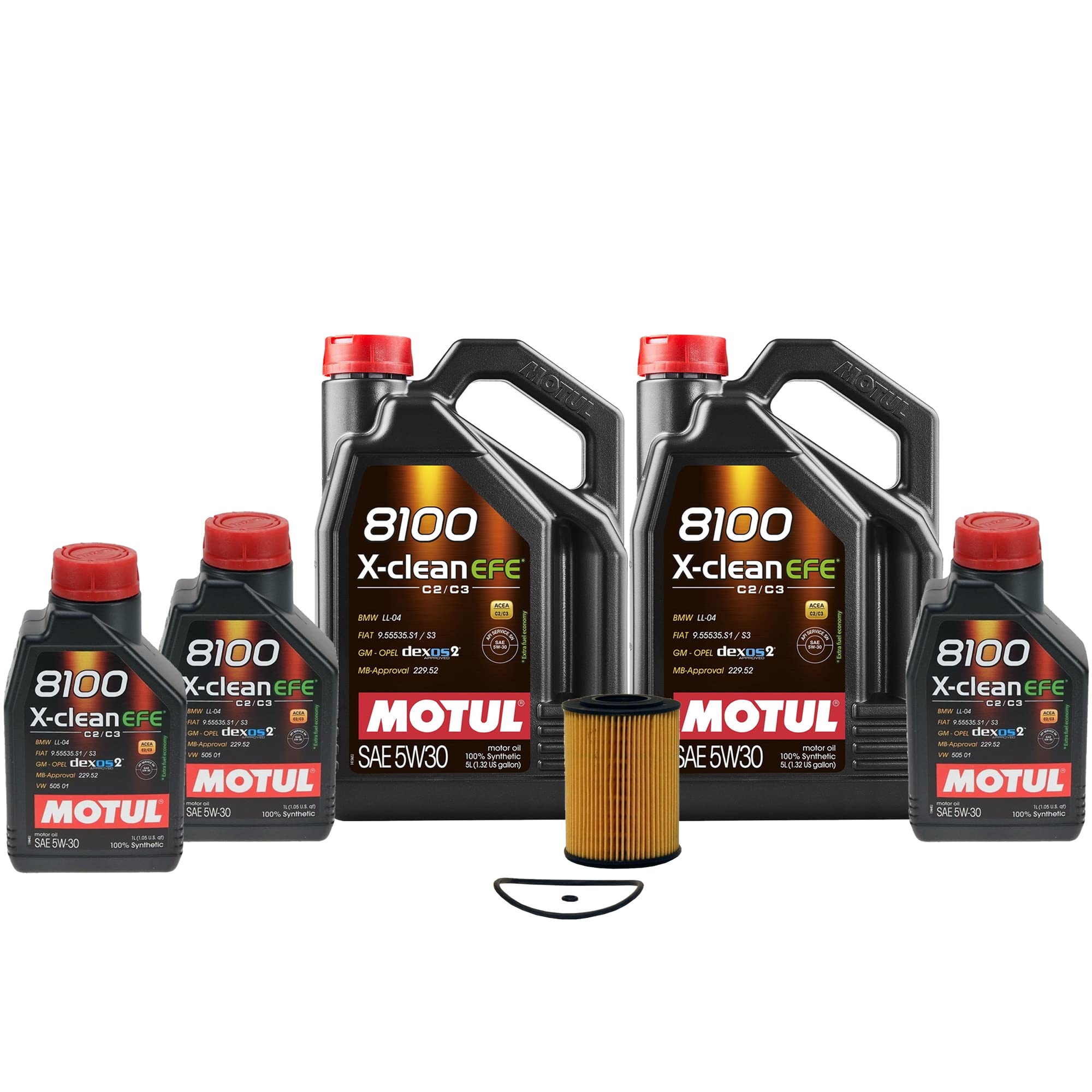 13L Newparts 8100 X-CLEAN EFE 5W30 Full Synthetic Motor Oil Change Kit with OEM Approved Filter - API SN, MB-APPROVAL 229.52 - Perfect for Mercedes-Benz, BMW & European Vehicle Maintenance